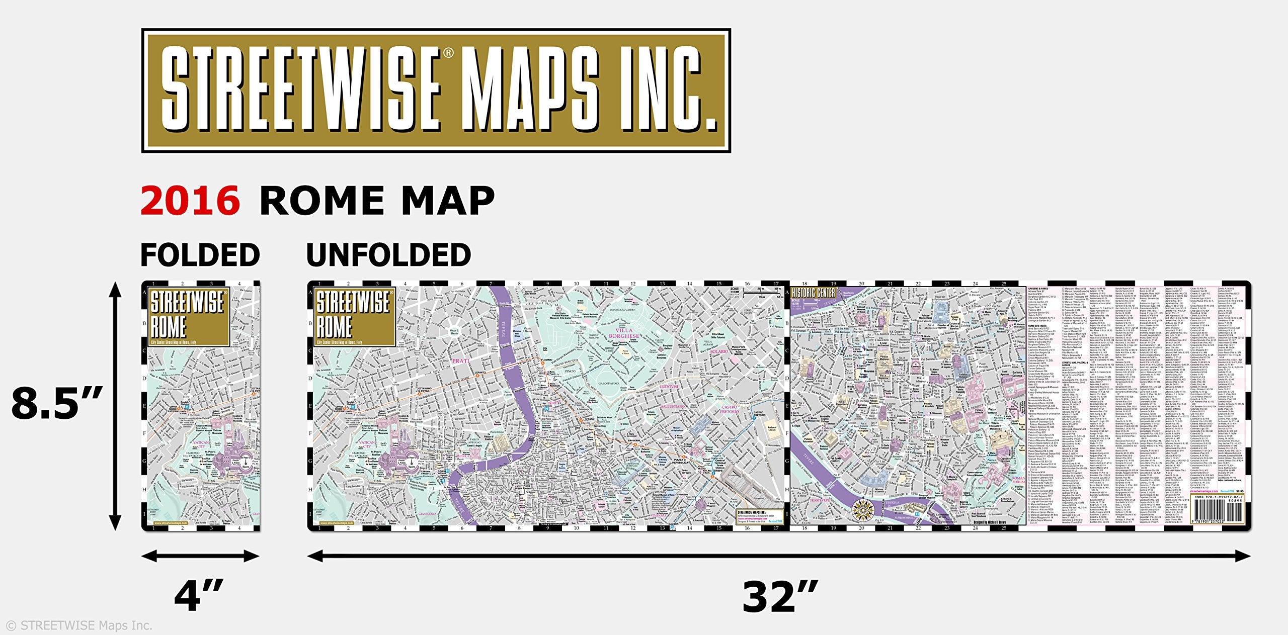 Streetwise Rome Map - Laminated City Center Street Map of Rome, Italy - Folding pocket size travel map with metro map, subway