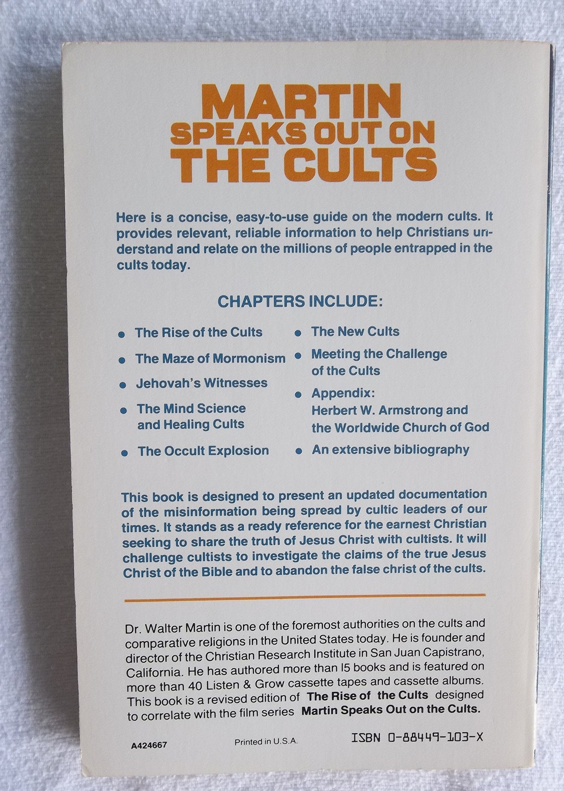 Martin Speaks Out on the Cults used book depot