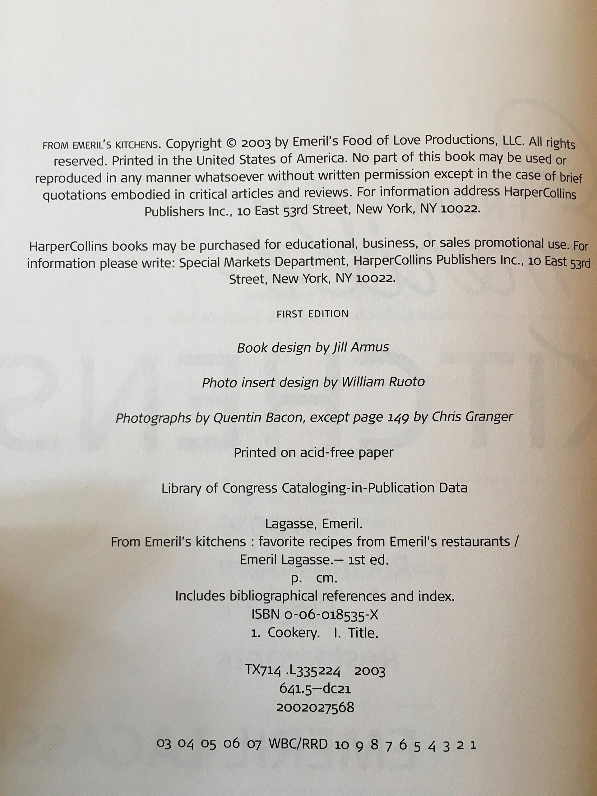 From Emeril's Kitchens: Favorite Recipes from Emeril's Restaurants used book depot