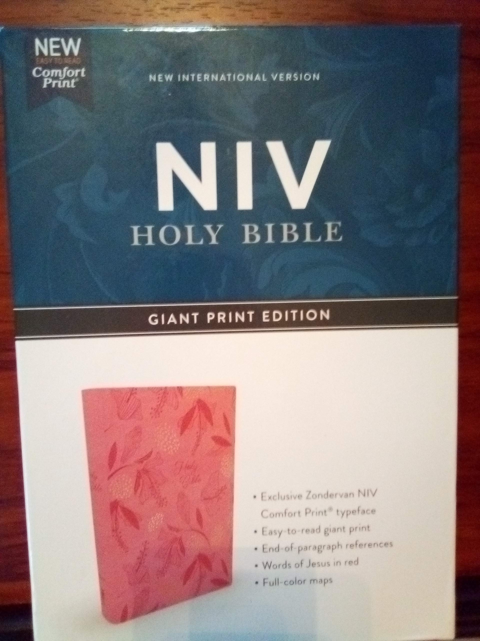 NIV Reference Bible - Giant Print Edition - Pink Leathersoft Comfort Print used book depot
