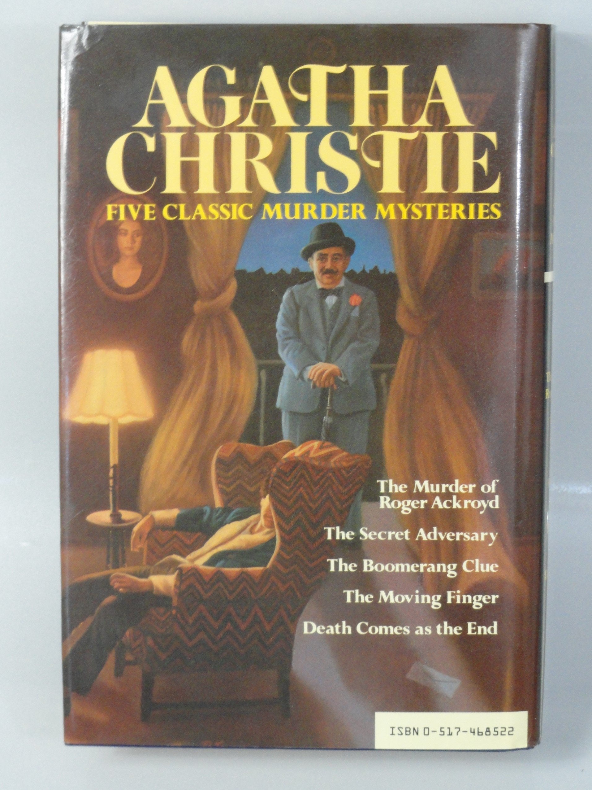Five Classic Murder Mysteries: (The Murder of Roger Ackroyd / The Secret Adversary / The Boomerange Clue / The Moving Finger / Death Comes as the End) used book depot