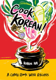 Cook Korean!: A Comic Book with Recipes [A Cookbook] cover featuring vibrant illustrations and a Korean dish.