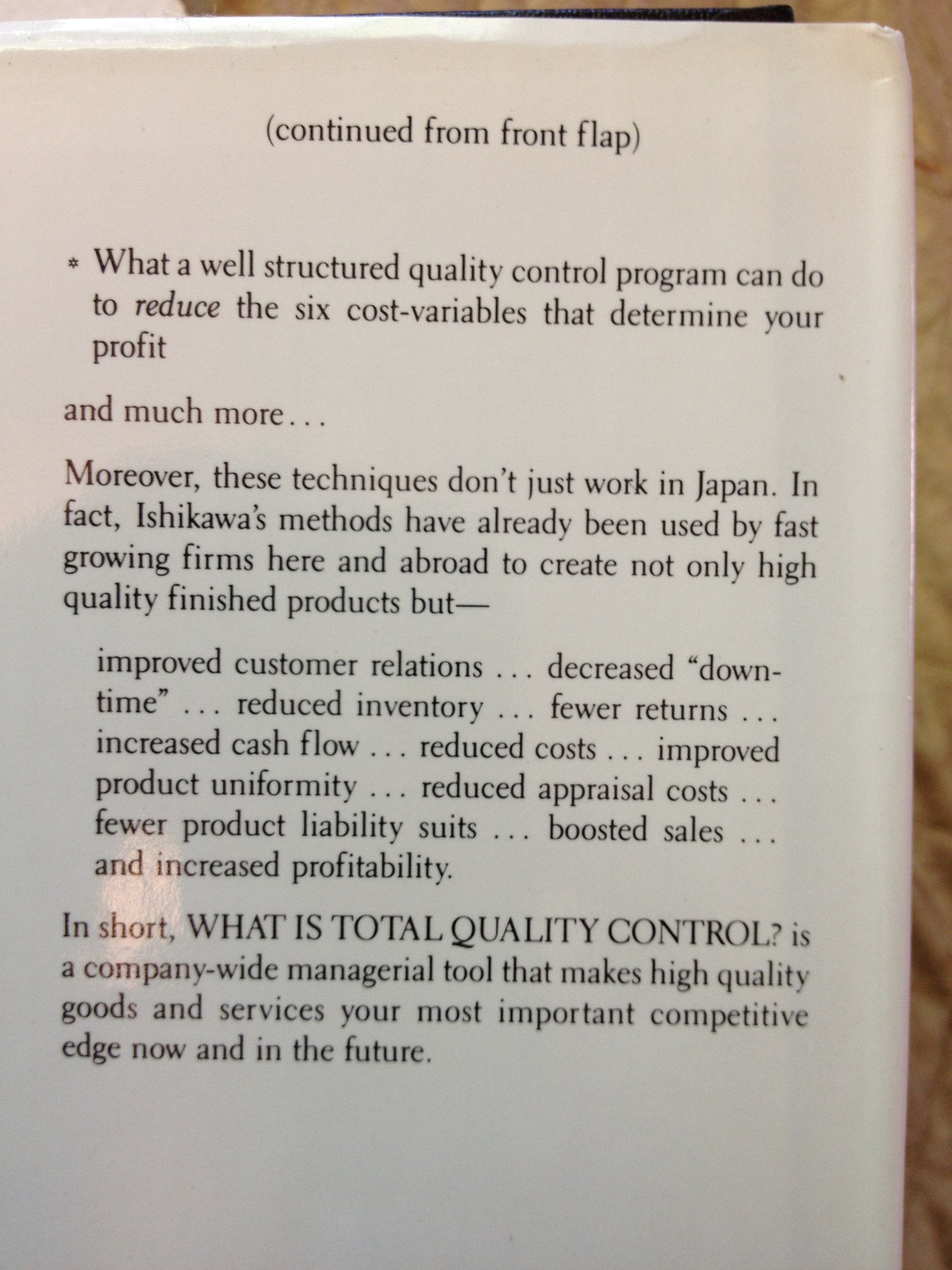 What Is Total Quality Control?: The Japanese Way (English and Japanese Edition) used book depot