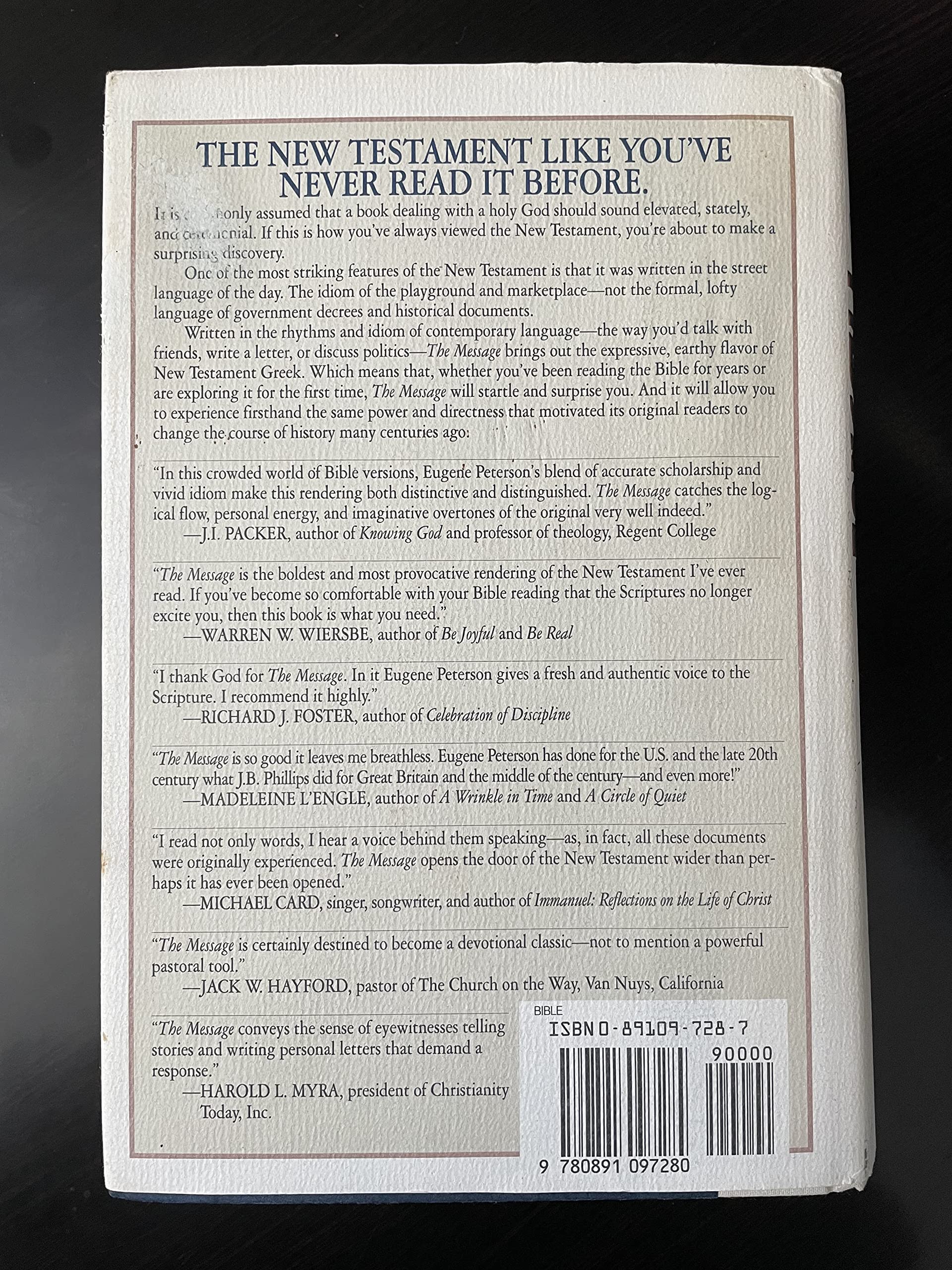 The Message: The New Testament in Contemporary English used book depot