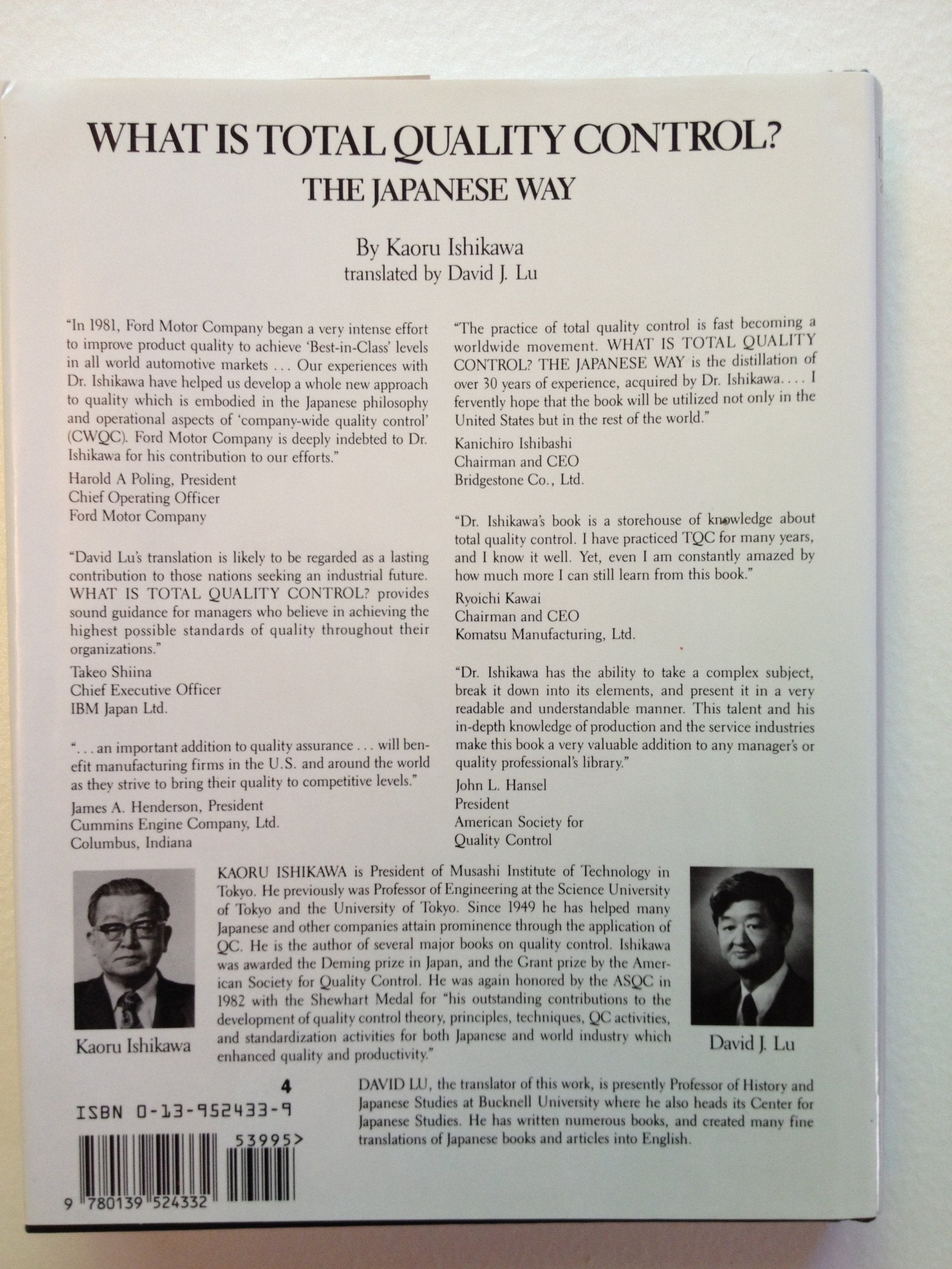 What Is Total Quality Control?: The Japanese Way (English and Japanese Edition) used book depot