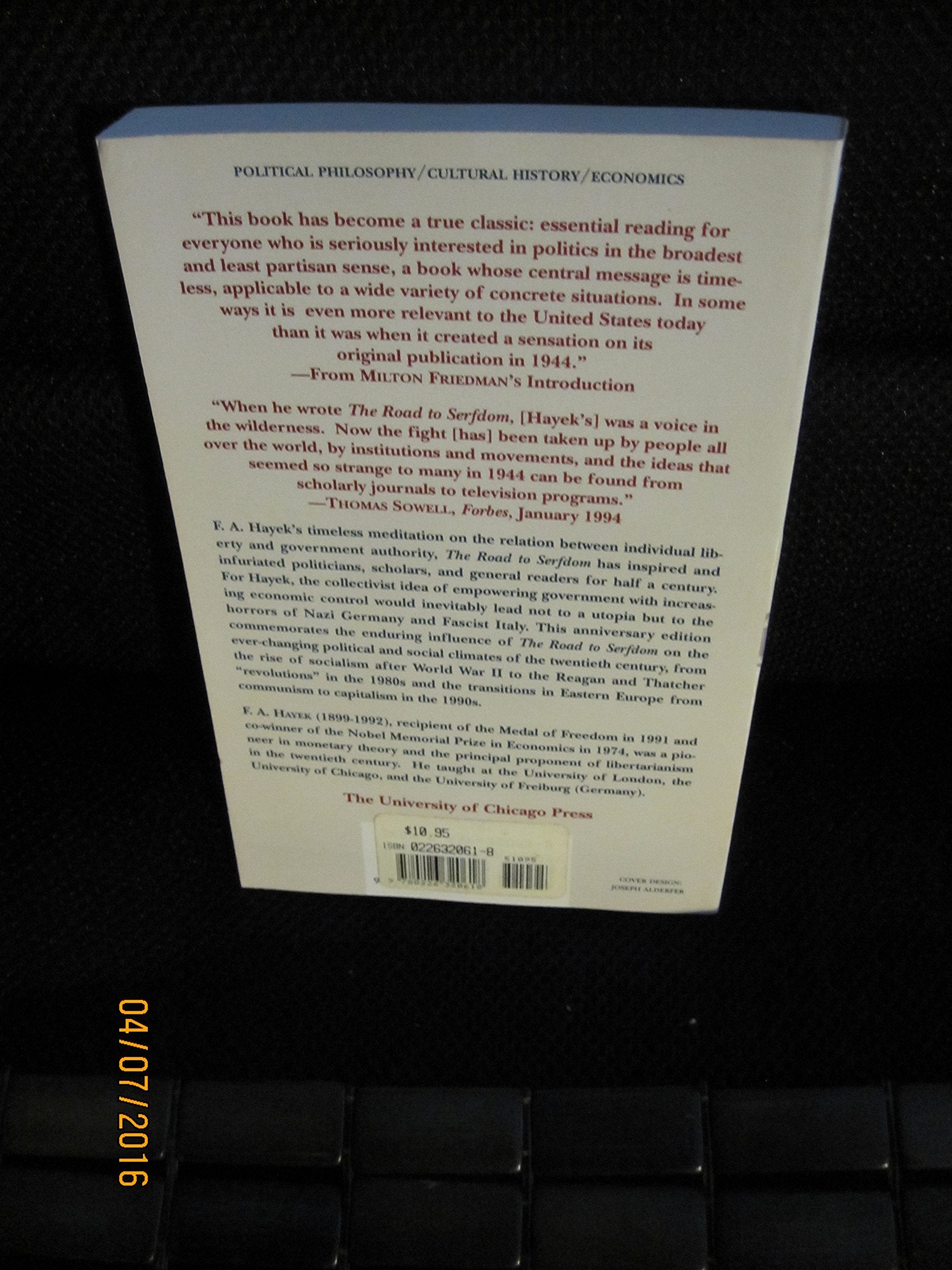 The Road to Serfdom: Fiftieth Anniversary Edition used book depot