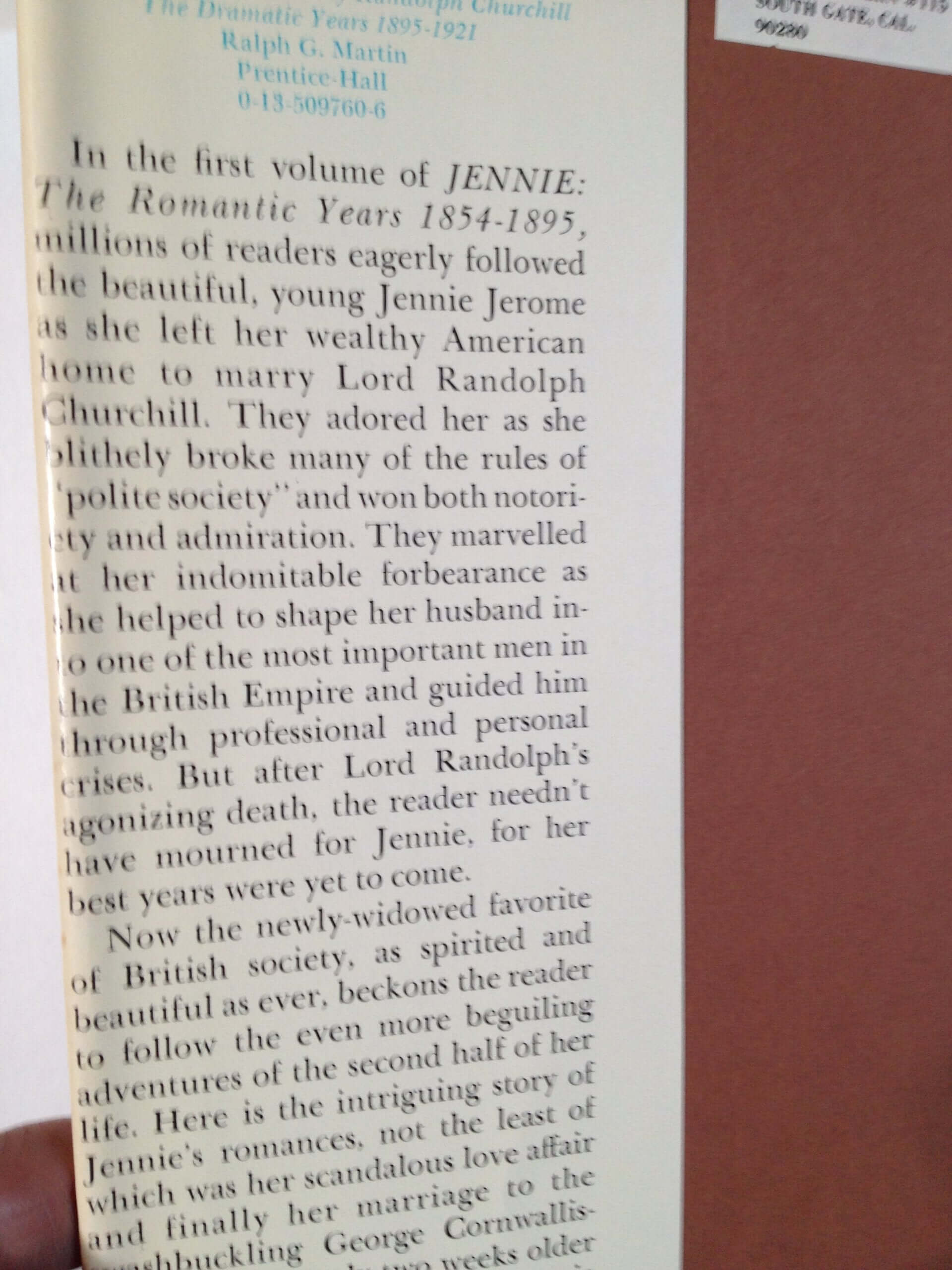 Jennie: The Life of Lady Randolph Churchill,: 002 used book depot