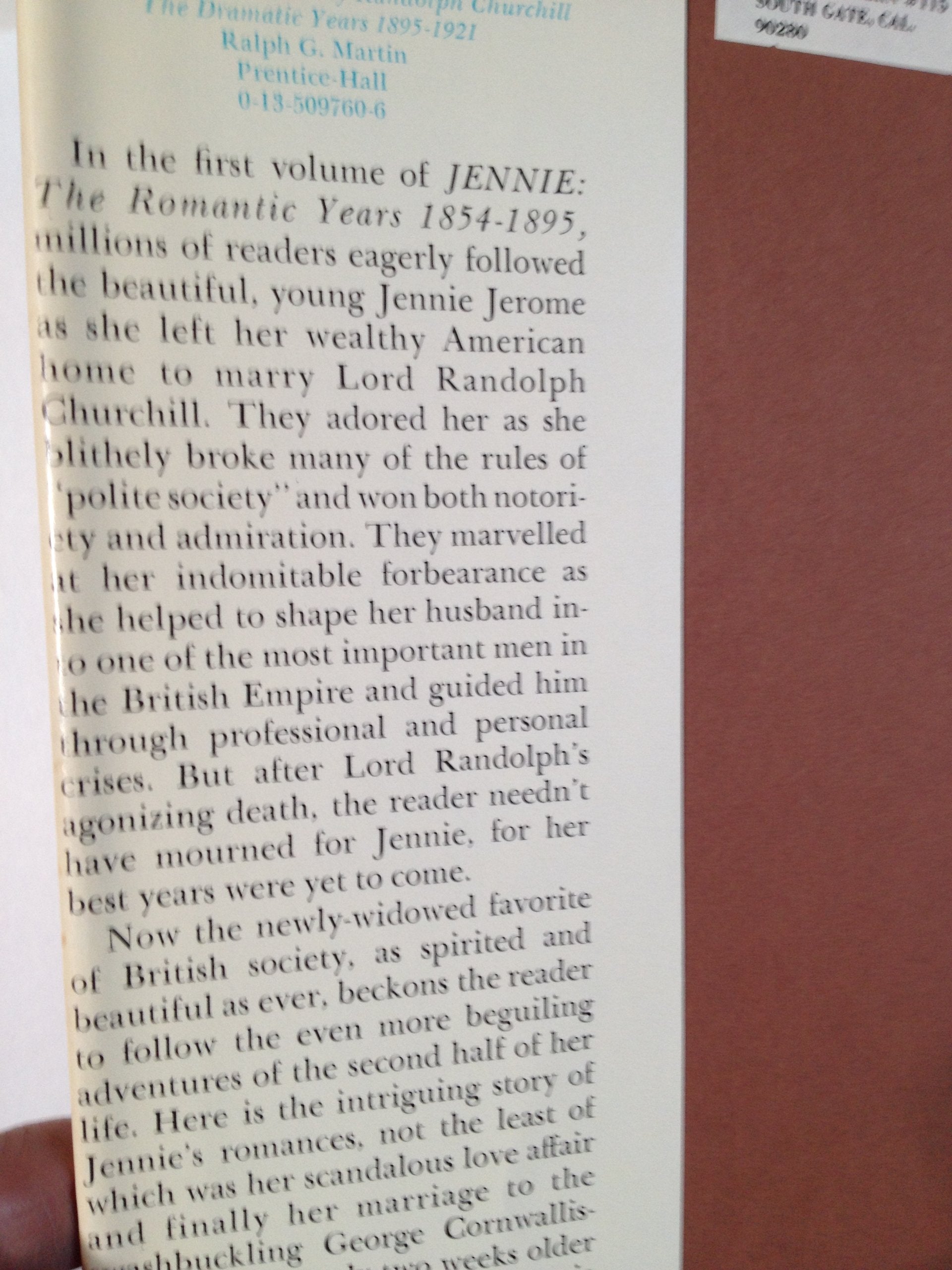 Jennie: The Life of Lady Randolph Churchill,: 002 used book depot