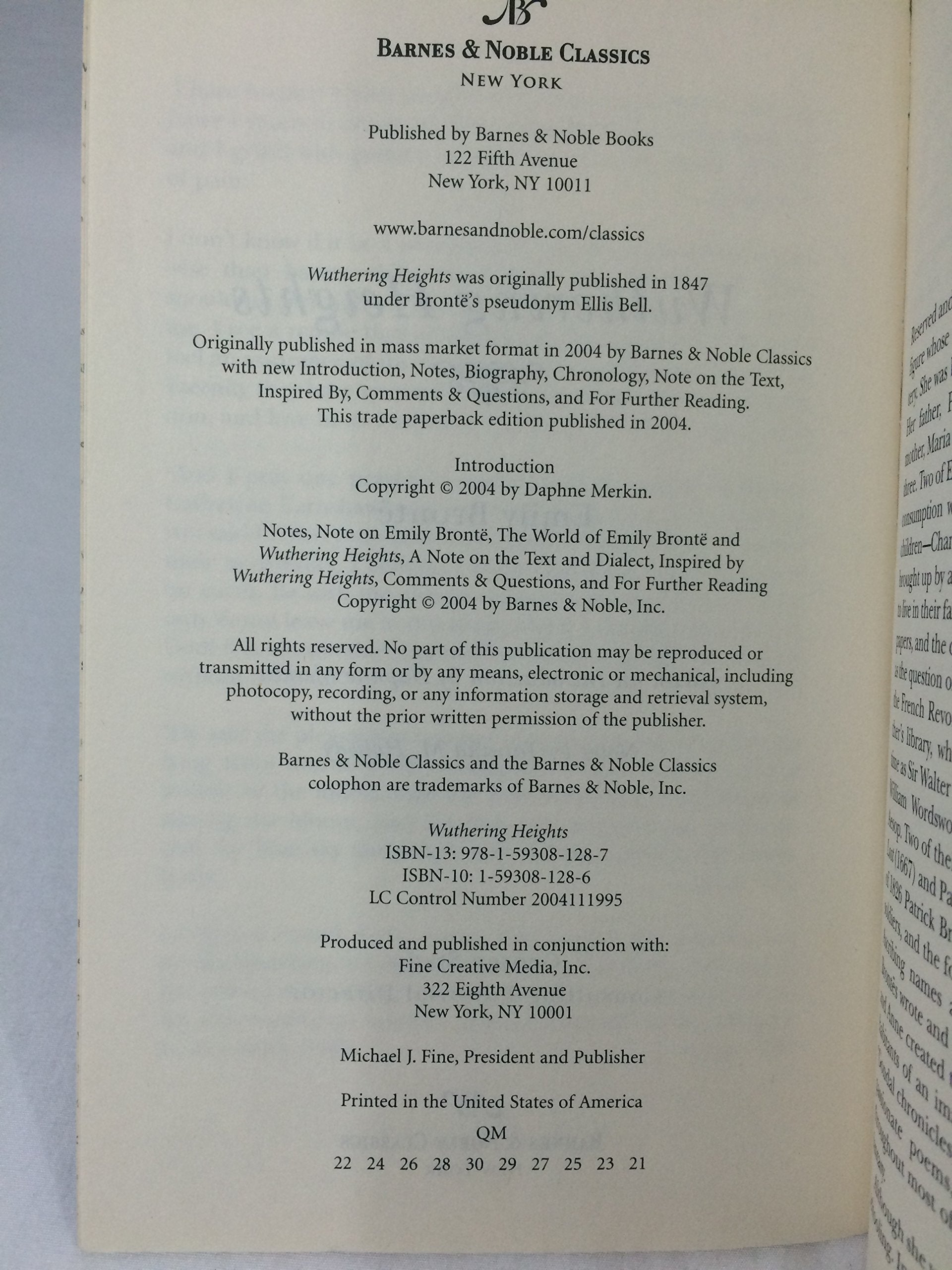 Wuthering Heights (Barnes & Noble Classics) used book depot