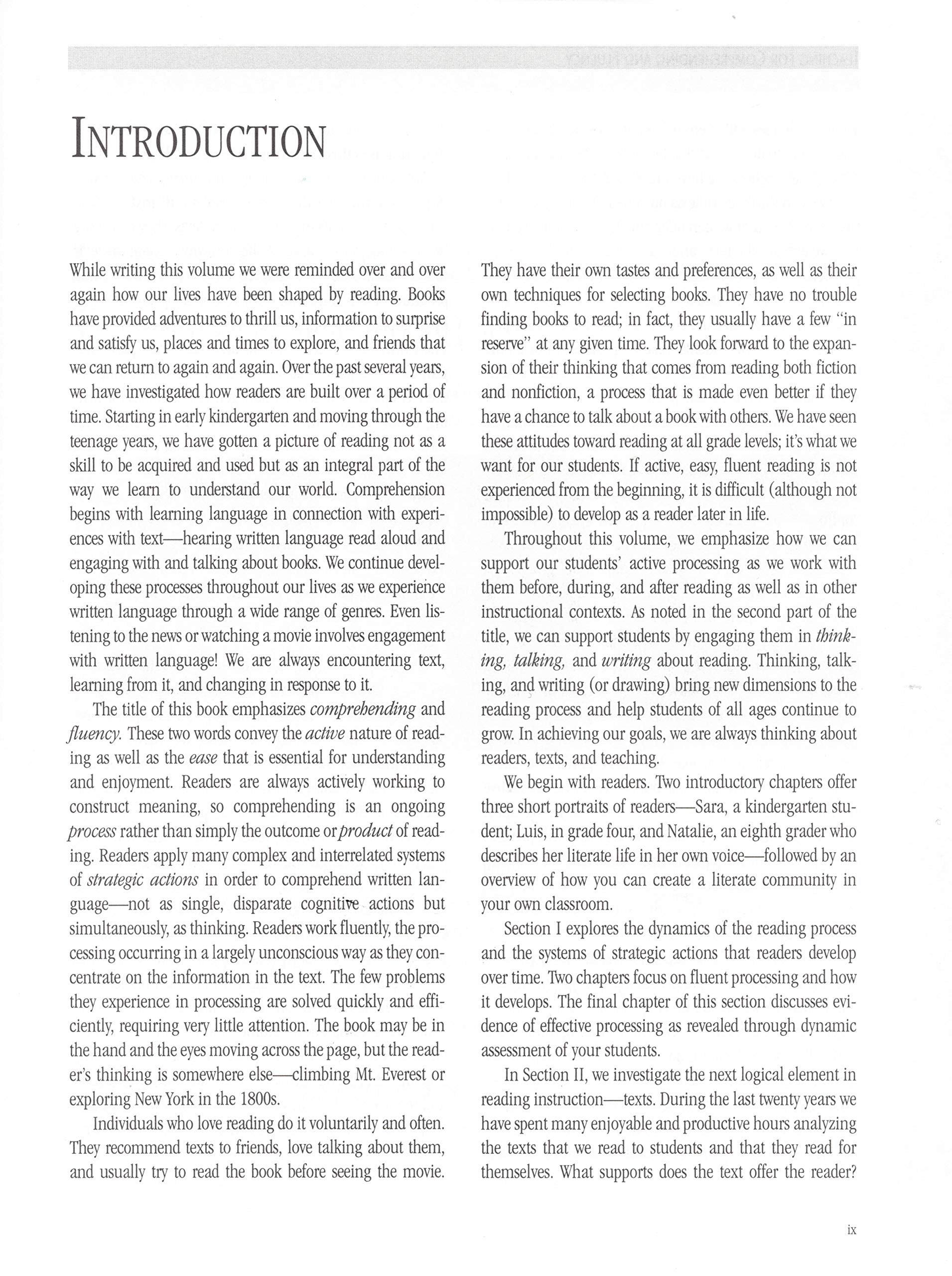 Teaching for Comprehending and Fluency: Thinking, Talking, and Writing About Reading, K-8 (F&P Professional Books & Multi) used book depot