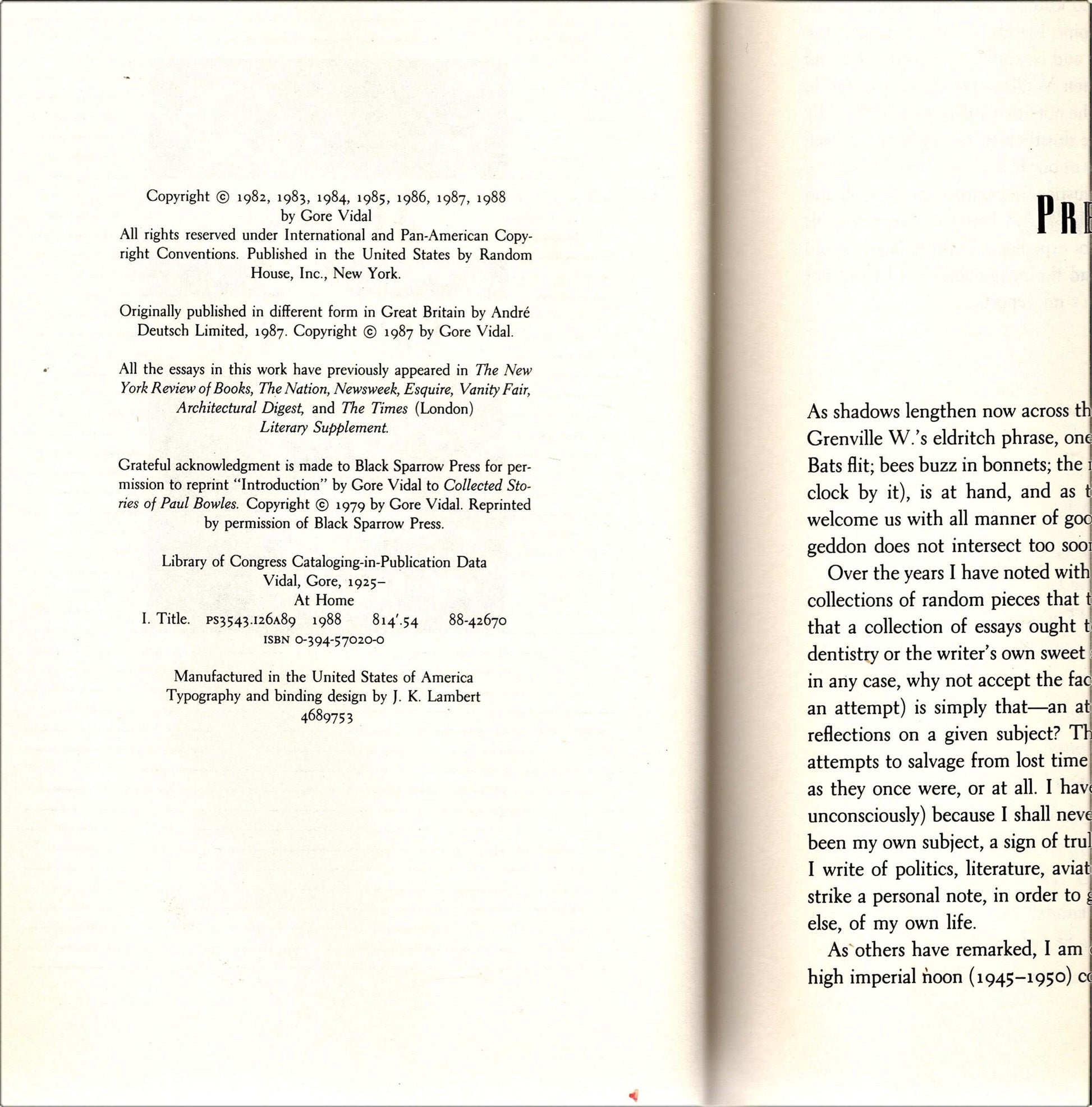 At Home: Essays, 1982-1988 used book depot