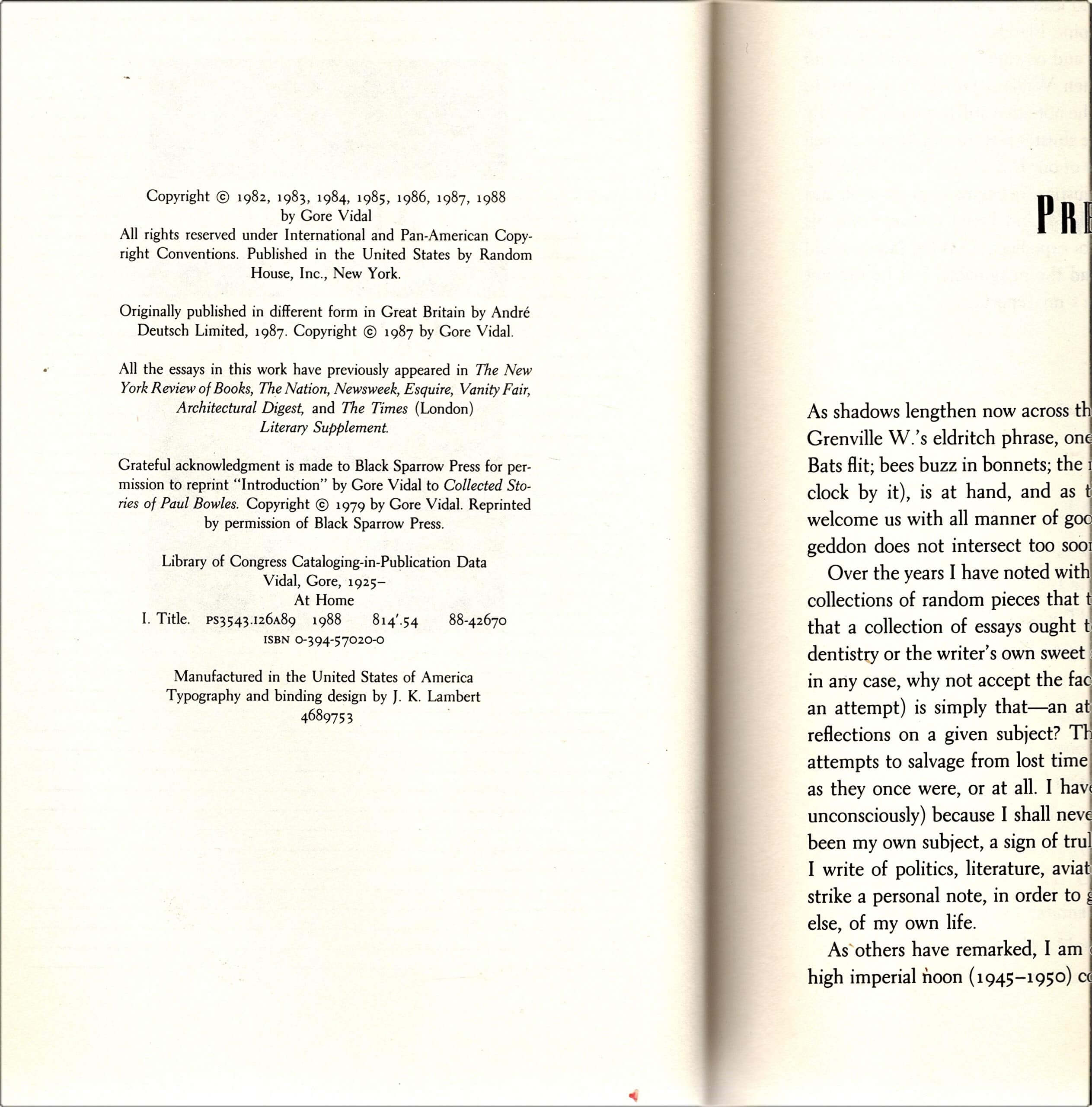 At Home: Essays, 1982-1988 used book depot