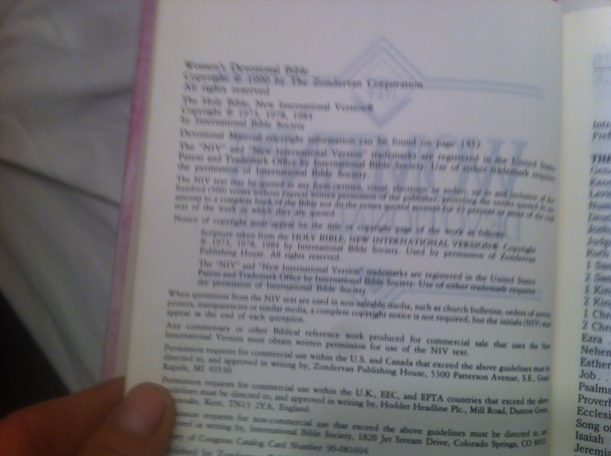 NIV Womens Devotional Bible used book depot