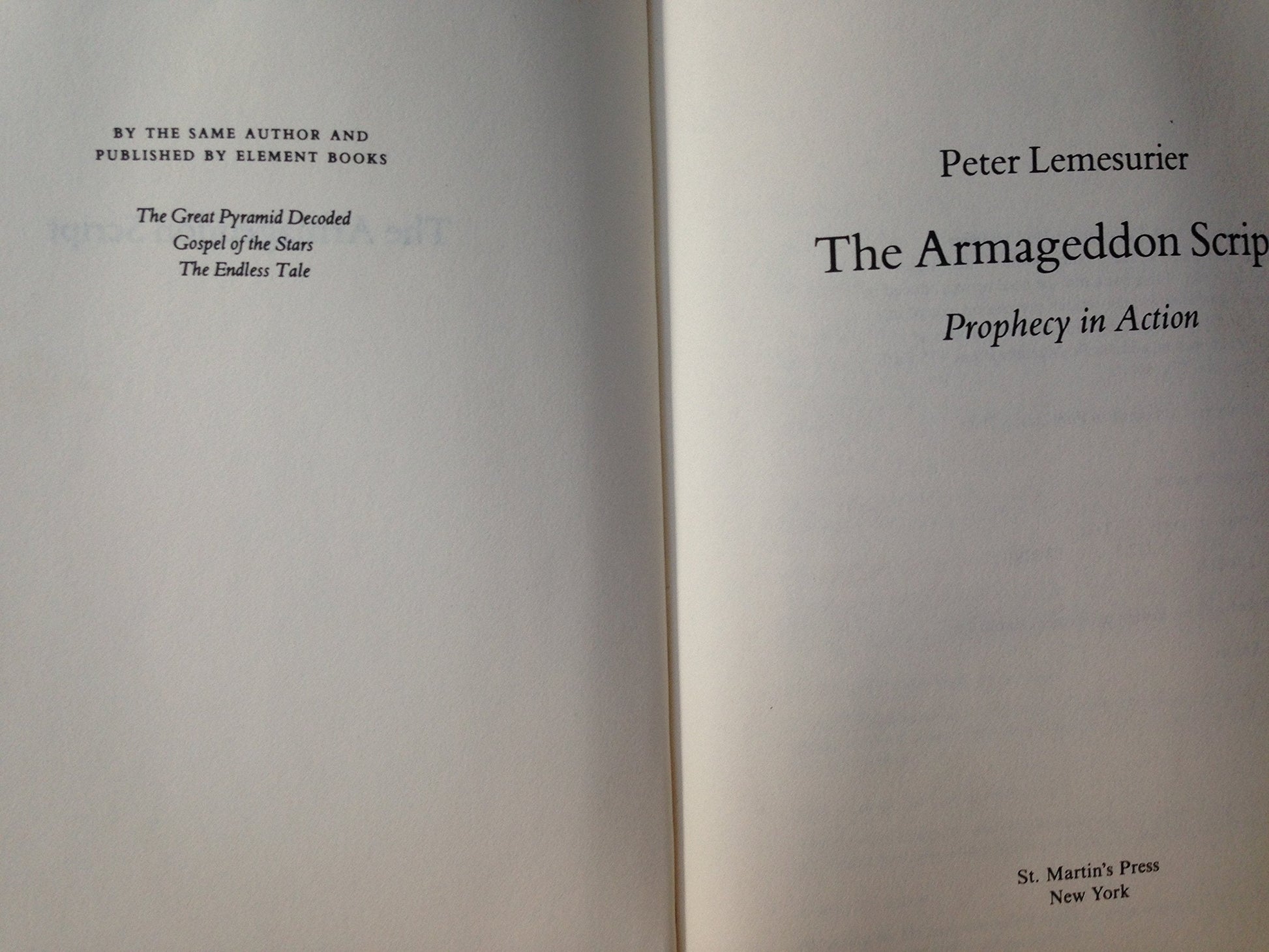 The Armageddon script: Prophecy in action used book depot