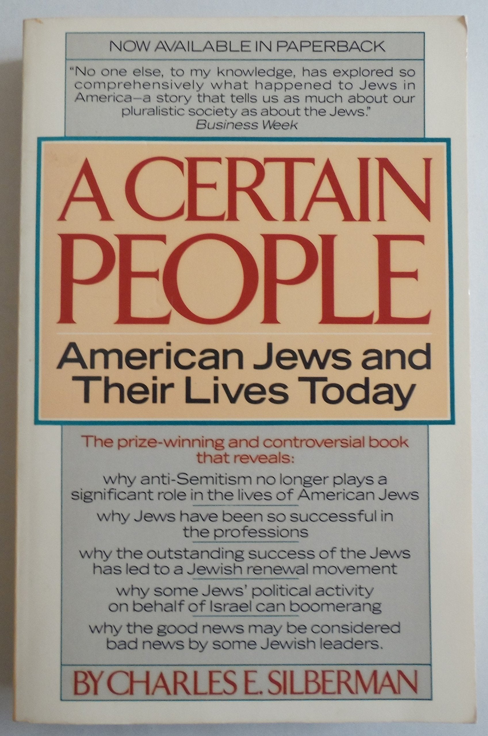 A Certain People: American Jews and Their Lives Today used book depot