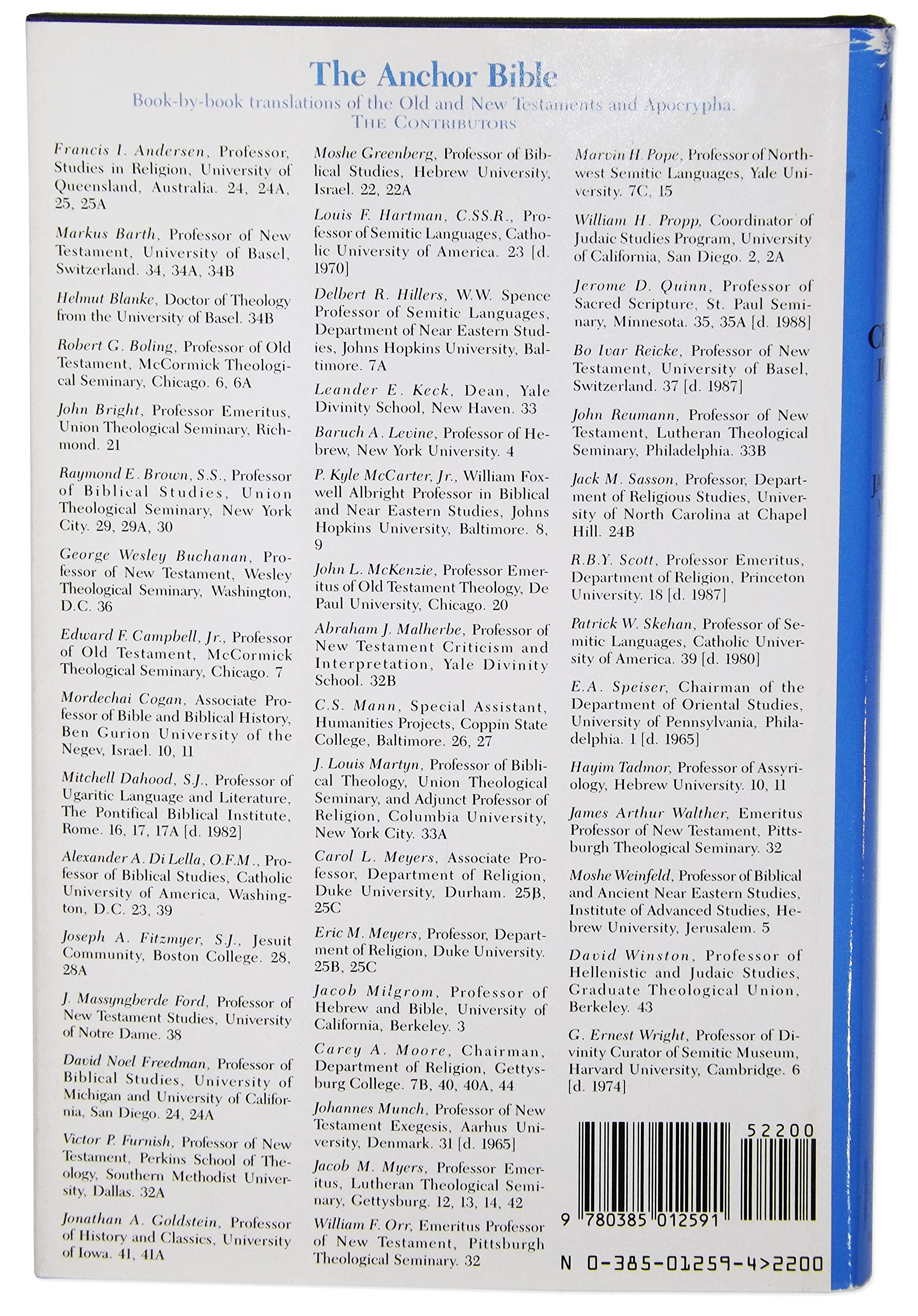 I Chronicles (The Anchor Bible, Vol. 12) used book depot
