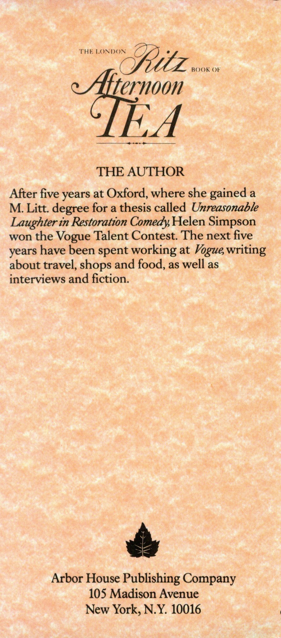 The London Ritz Book of Afternoon Tea used book depot