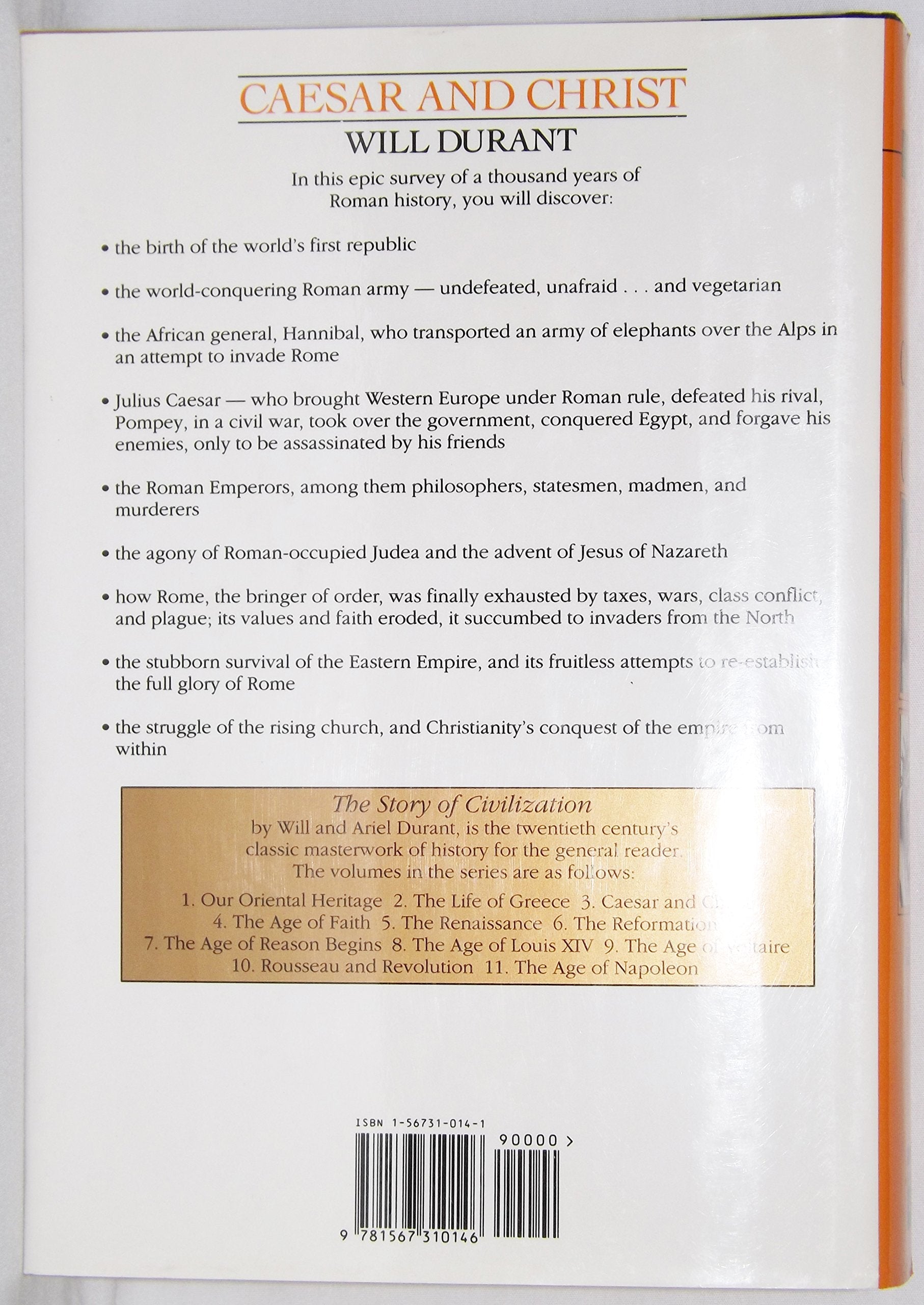 Caesar and Christ: A History of Roman Civilization and of Christianity from Their Beginnings to A.D. 325 (Story of Civilization) used book depot