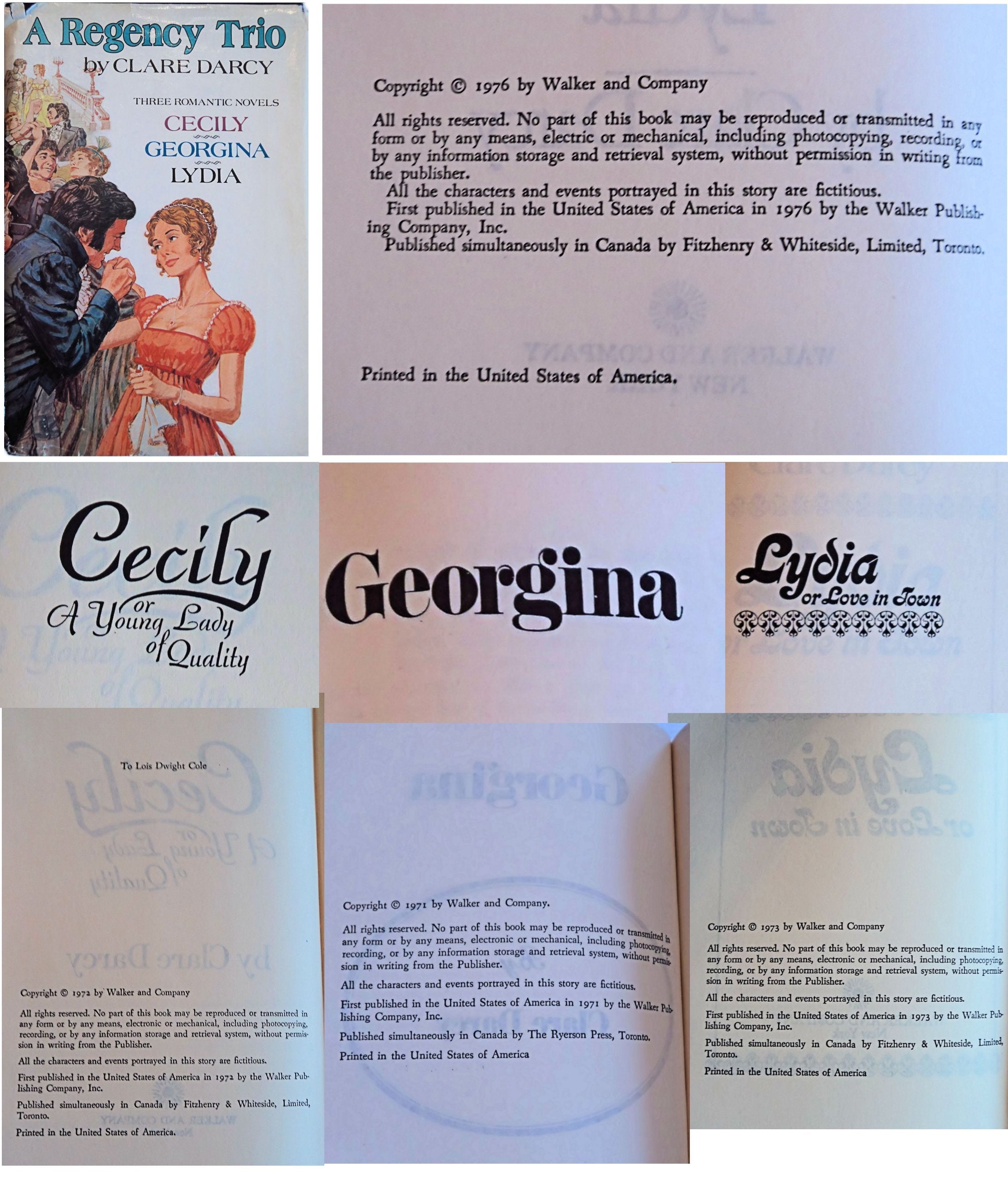 A Regency Trio: Cecily or A Young Lady of Quality / Georgina / Lydia or Love in Town used book depot