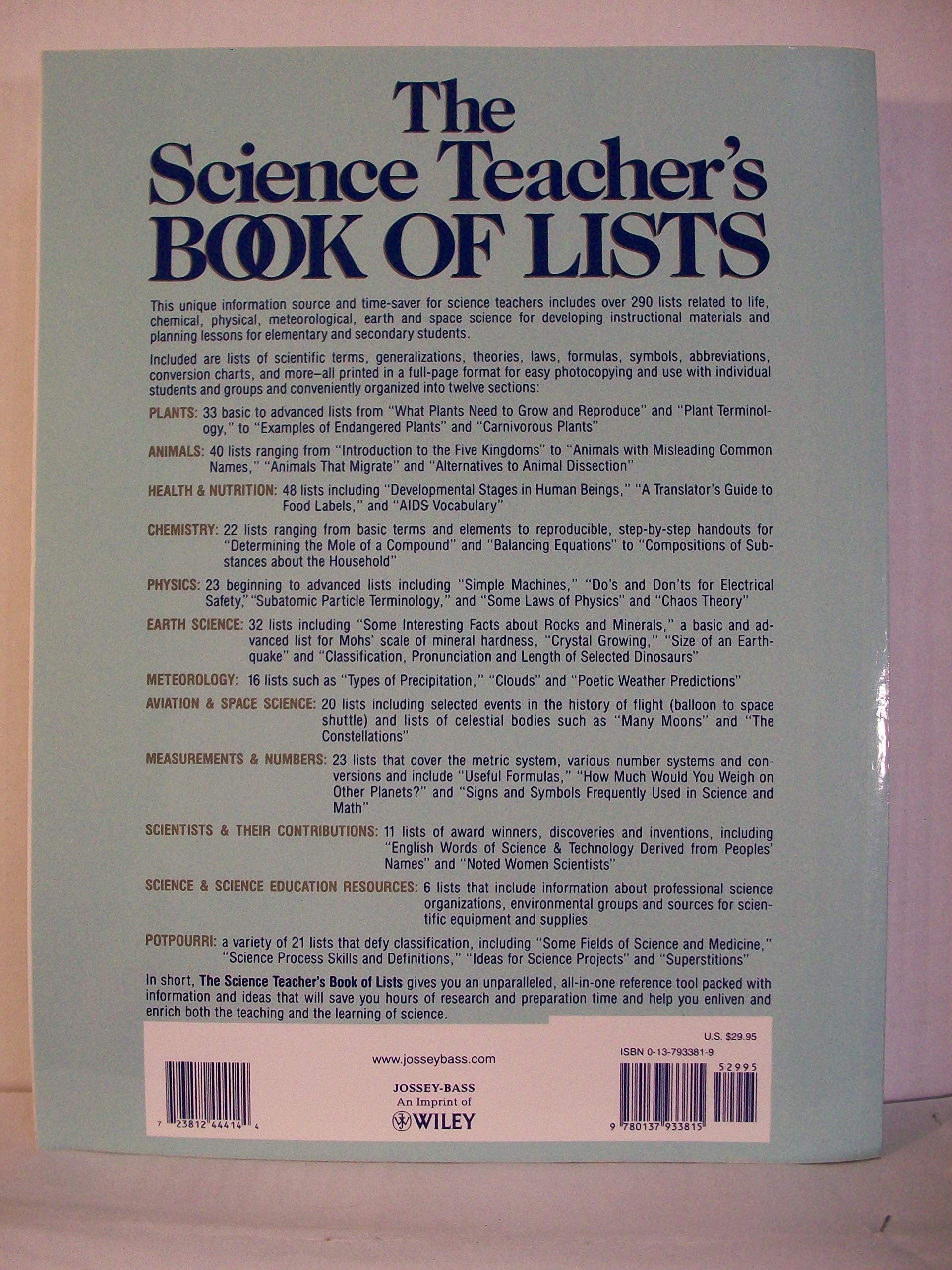 The Science Teacher's Book of Lists