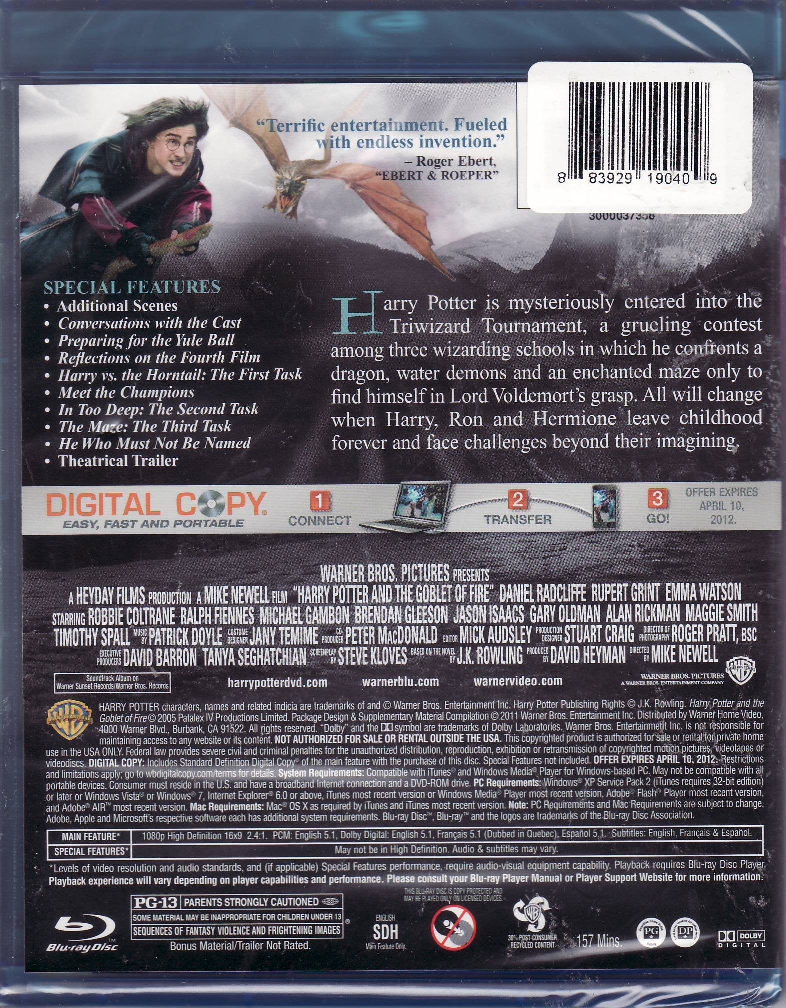 Harry Potter and the Goblet of Fire LIMITED EDITION Includes: Blu-ray / DVD / Digital Copy used book depot