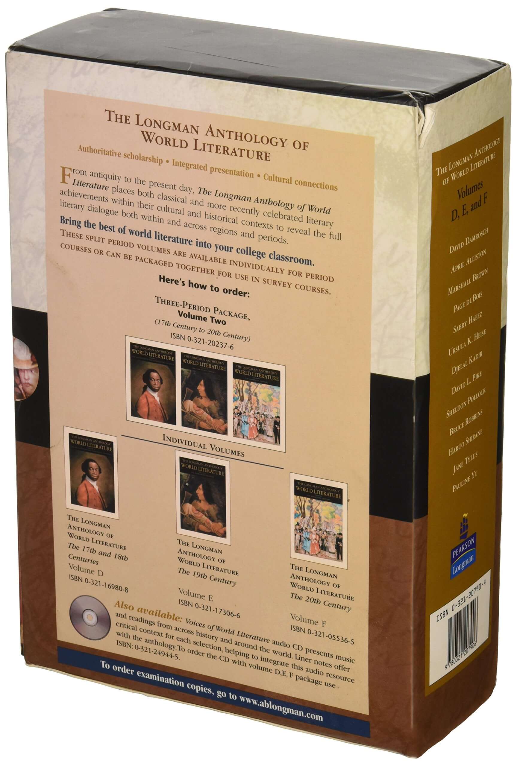 Longman Anthology of World Literature Exam Copy Box Set (VOLUMEs D,E,F) used book depot