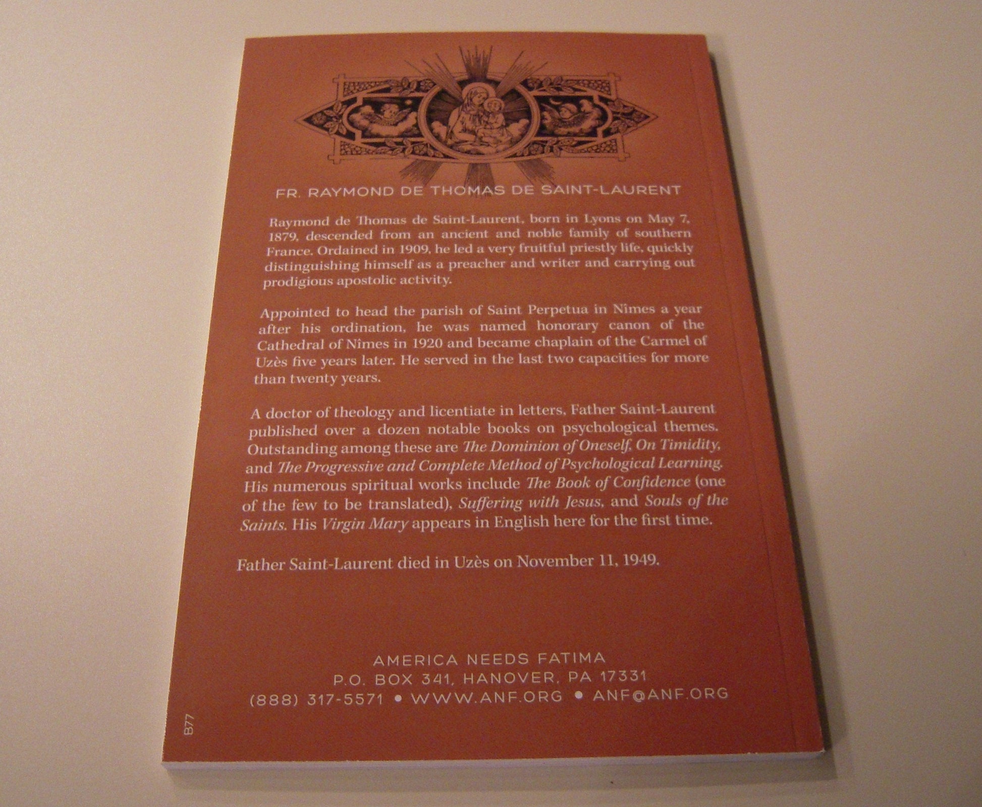 The Virgin Mary by Father Raymond De Thomas De Saint Laurent used book depot