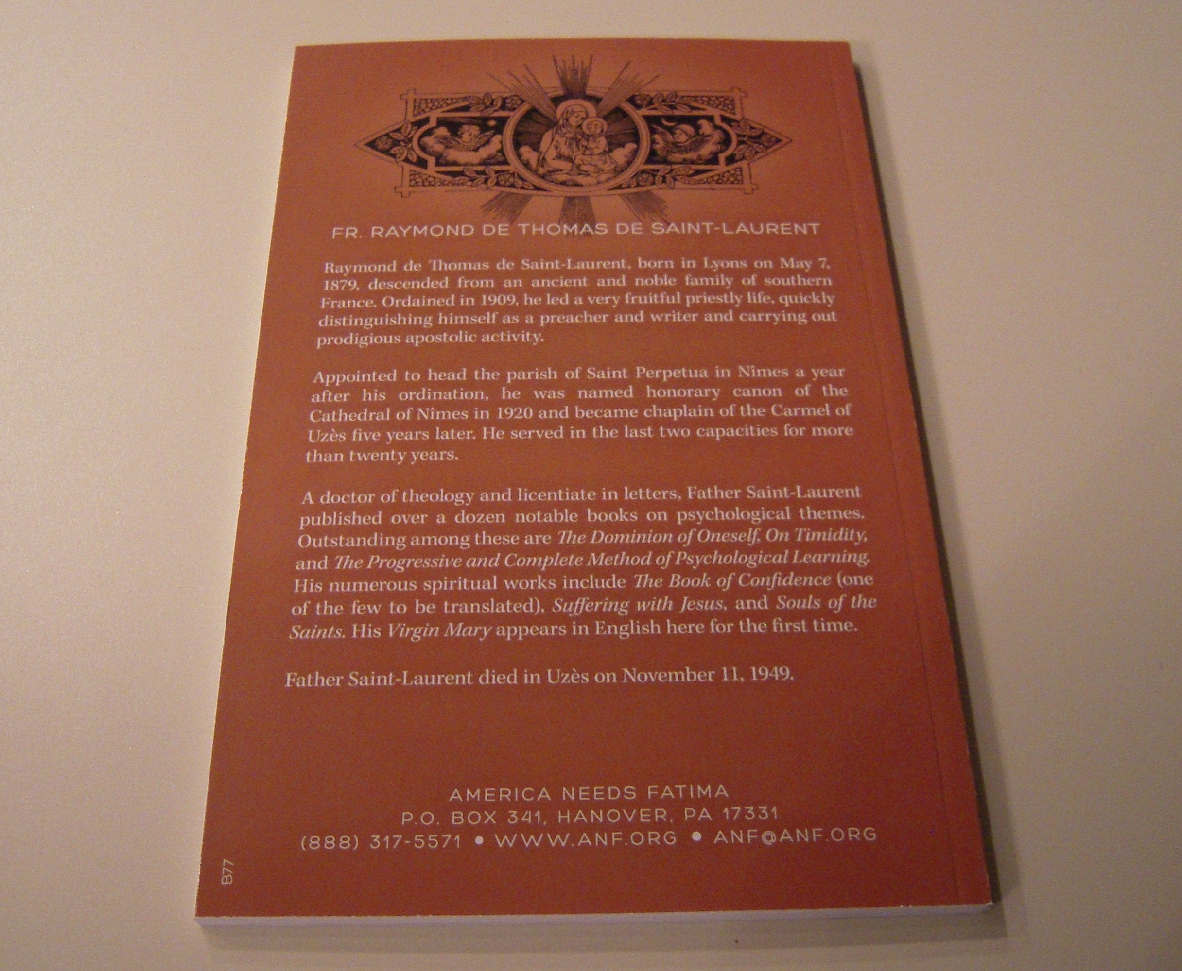 The Virgin Mary by Father Raymond De Thomas De Saint Laurent used book depot