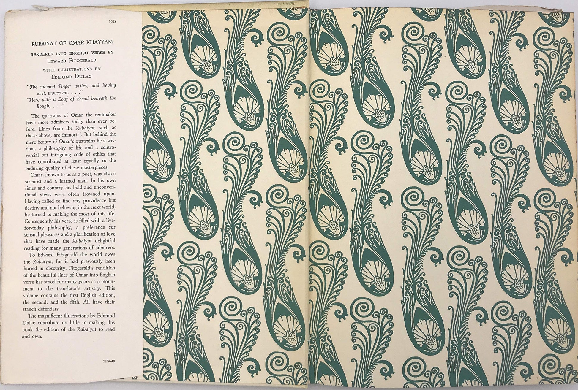 RUBAIYAT OF OMAR KHAYYAM 1952 ILLUSTRATED By DULAC [Hardcover]; DULAC used book depot