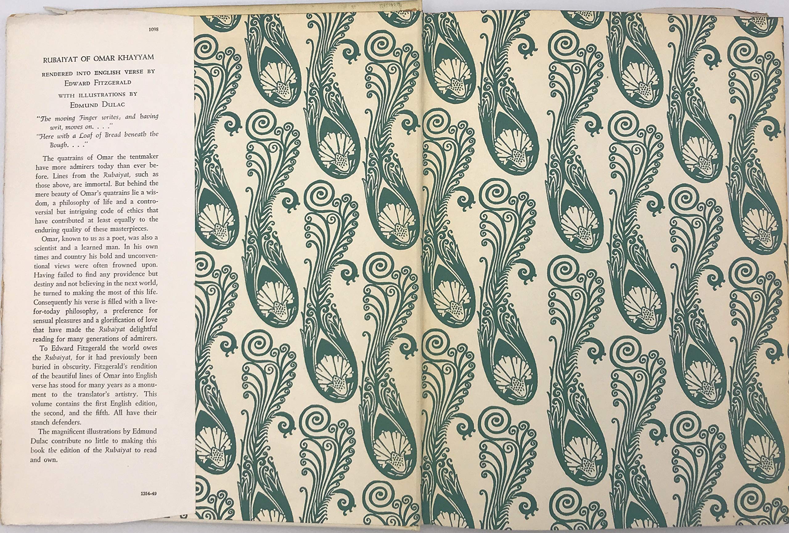 RUBAIYAT OF OMAR KHAYYAM 1952 ILLUSTRATED By DULAC [Hardcover]; DULAC used book depot