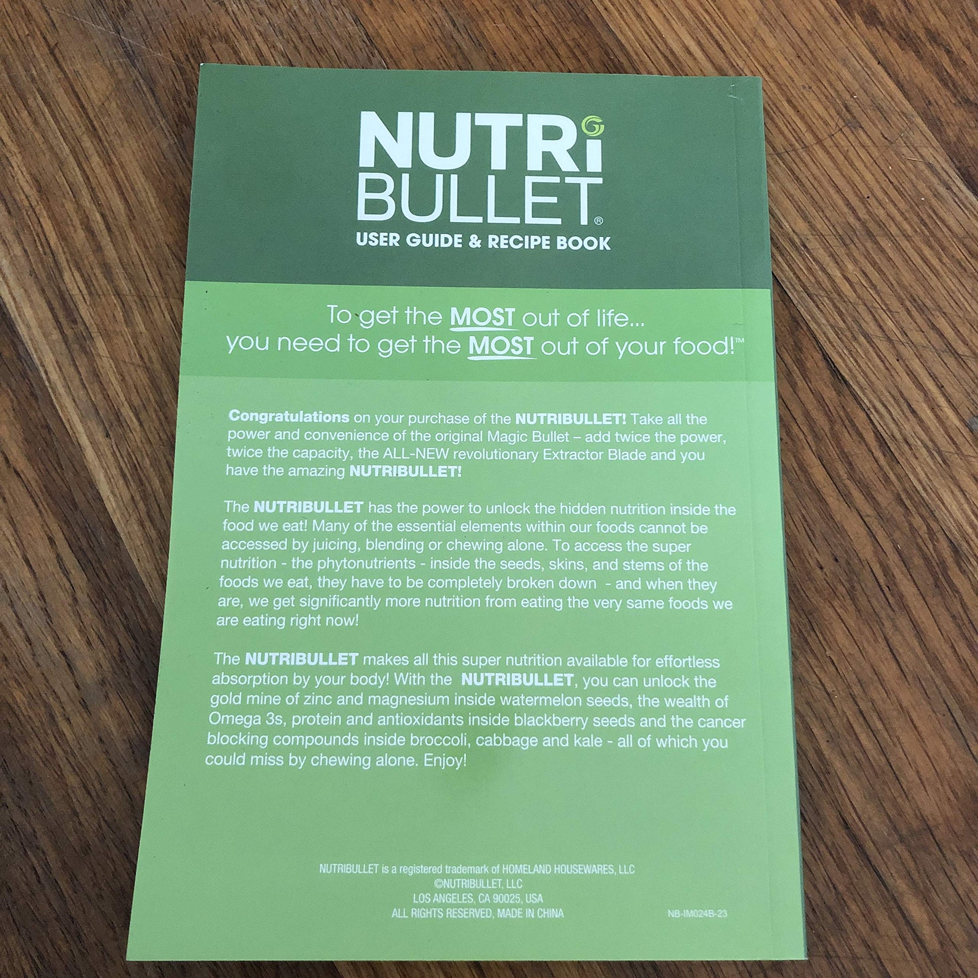 NutriBullet 900 Series User Guide & Recipe Book used book depot