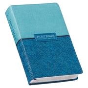 KJV Holy Bible, Giant Print Standard Size Faux Leather Red Letter Edition - Ribbon Marker, King James Version, Blue Two-tone (KJV Standard GP Editions) used book depot