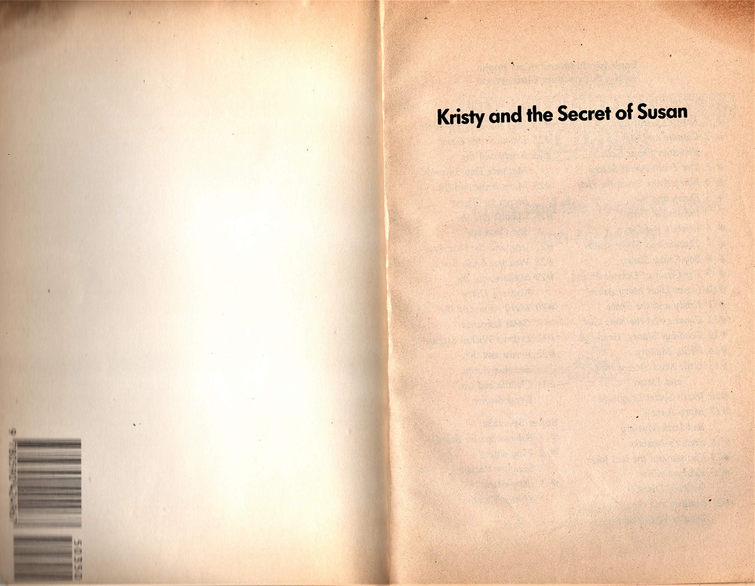 Kristy and the Secret of Susan (Baby-Sitters Club, 32) used book depot