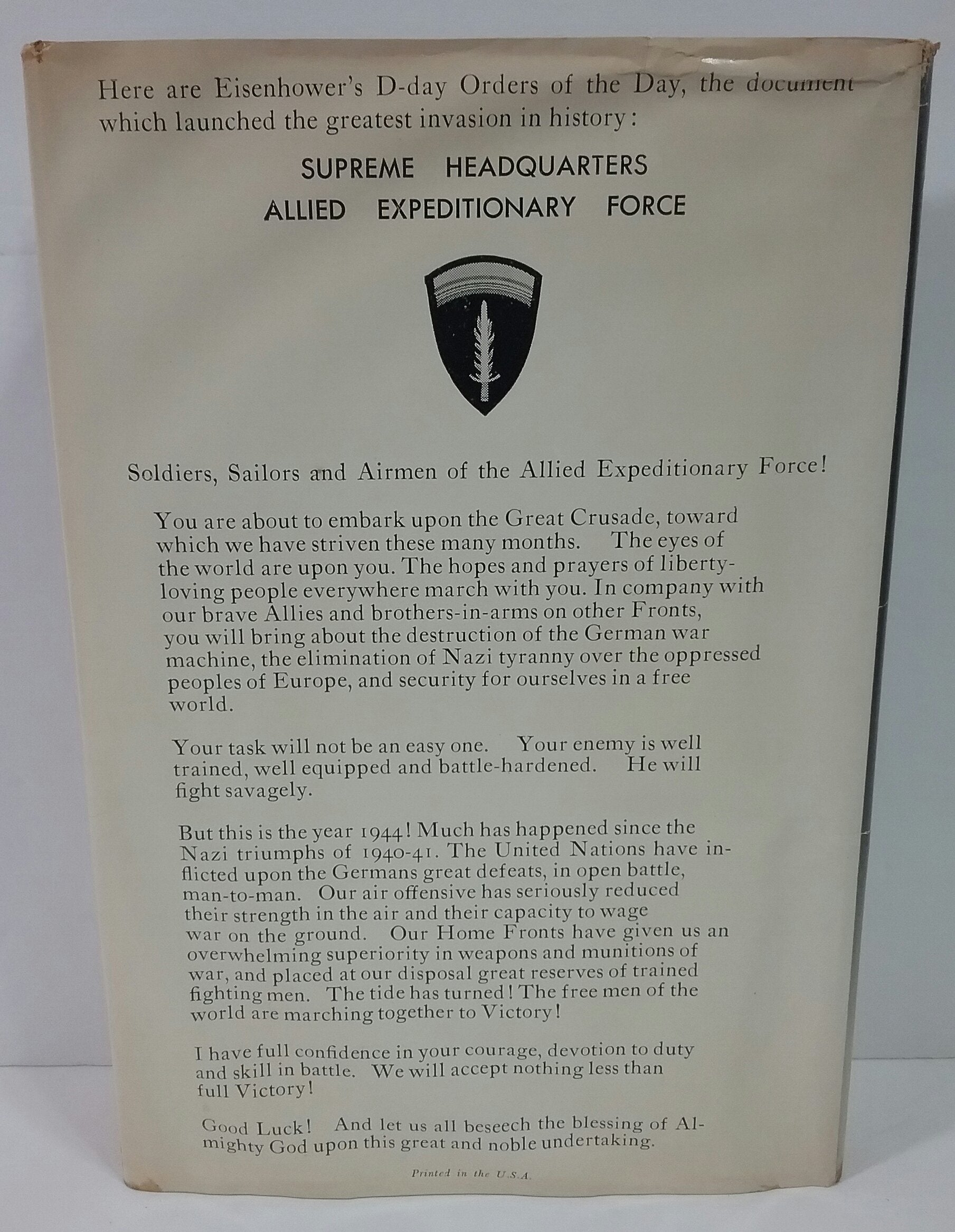 CRUSADE IN EUROPE. (Hardcover) A personal account of World War II. Popular Edition used book depot