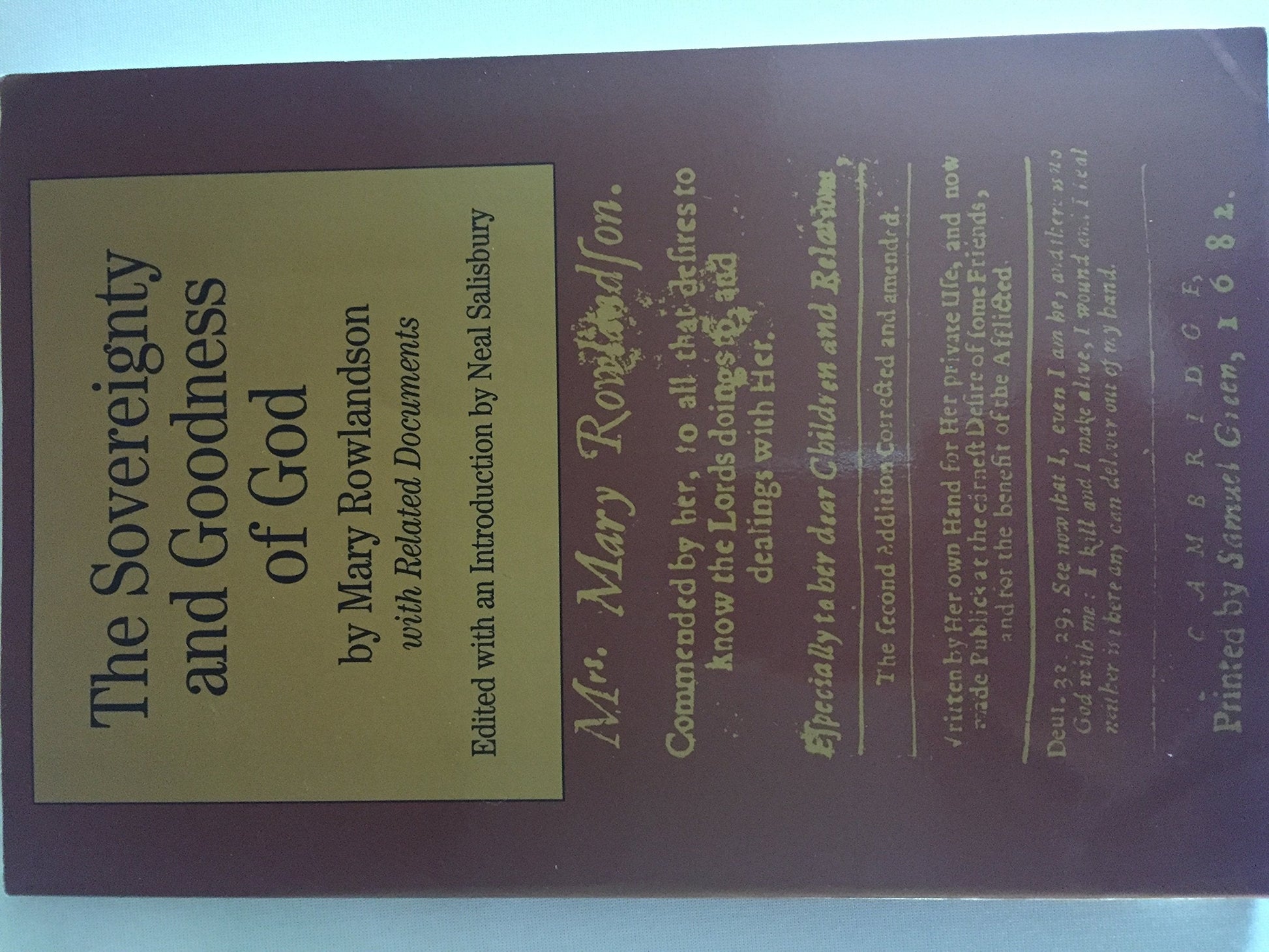 The Sovereignty and Goodness of God: with Related Documents (Bedford Series in History and Culture) used book depot