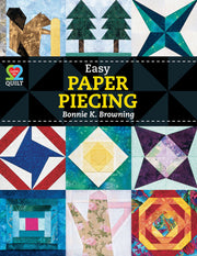 Cover of Easy Paper Piecing by Bonnie K. Browning showcasing diverse quilt block designs.