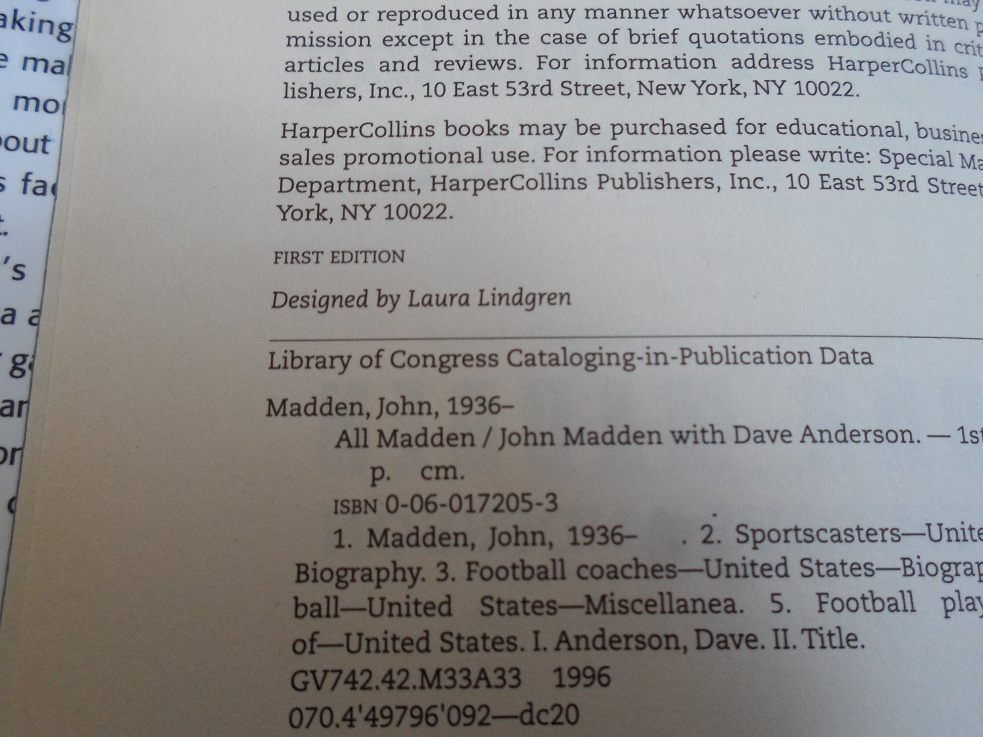 All Madden: Hey, I'm Talking Pro Football! used book depot