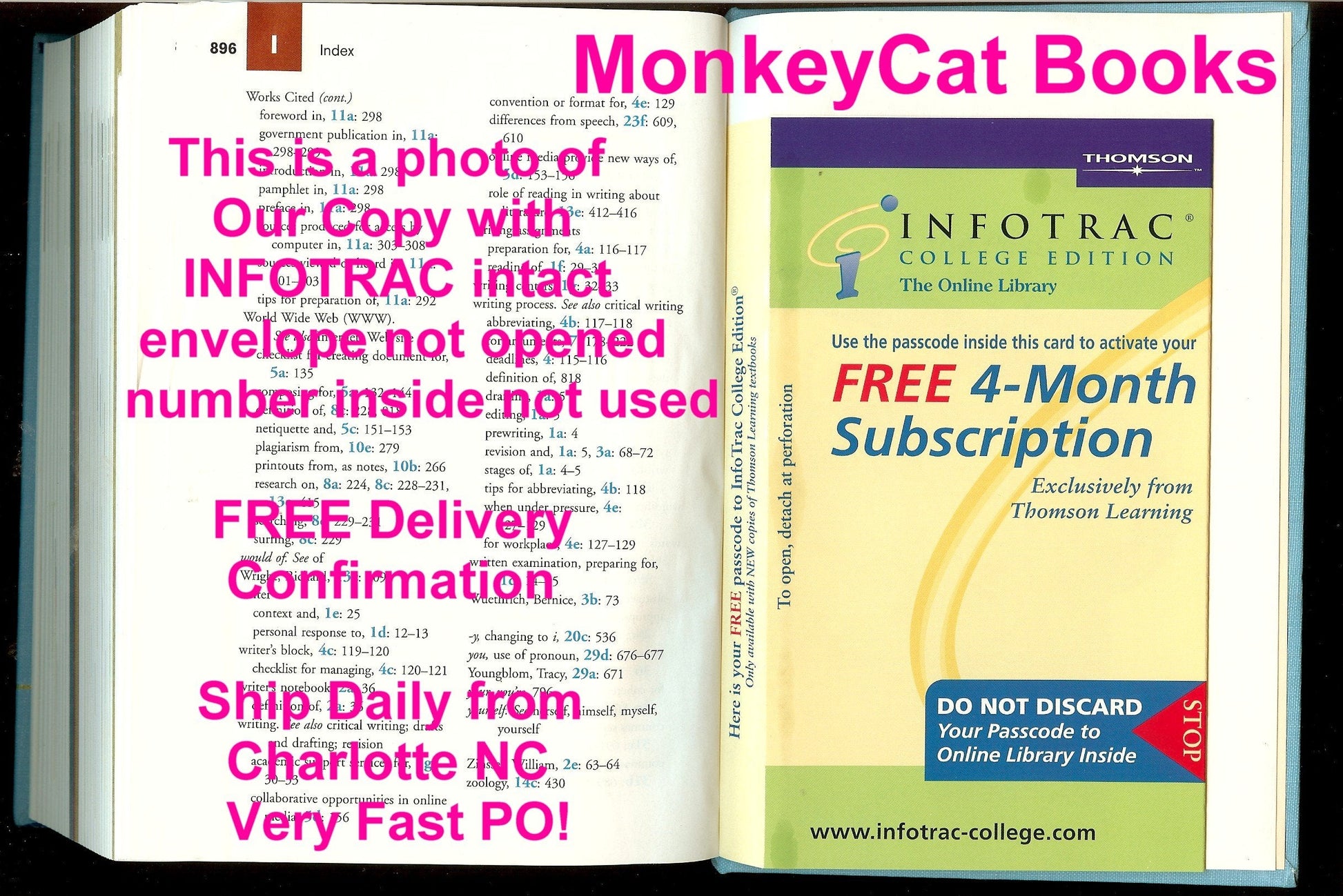 The Writer’s Harbrace Handbook (with InfoTrac) used book depot