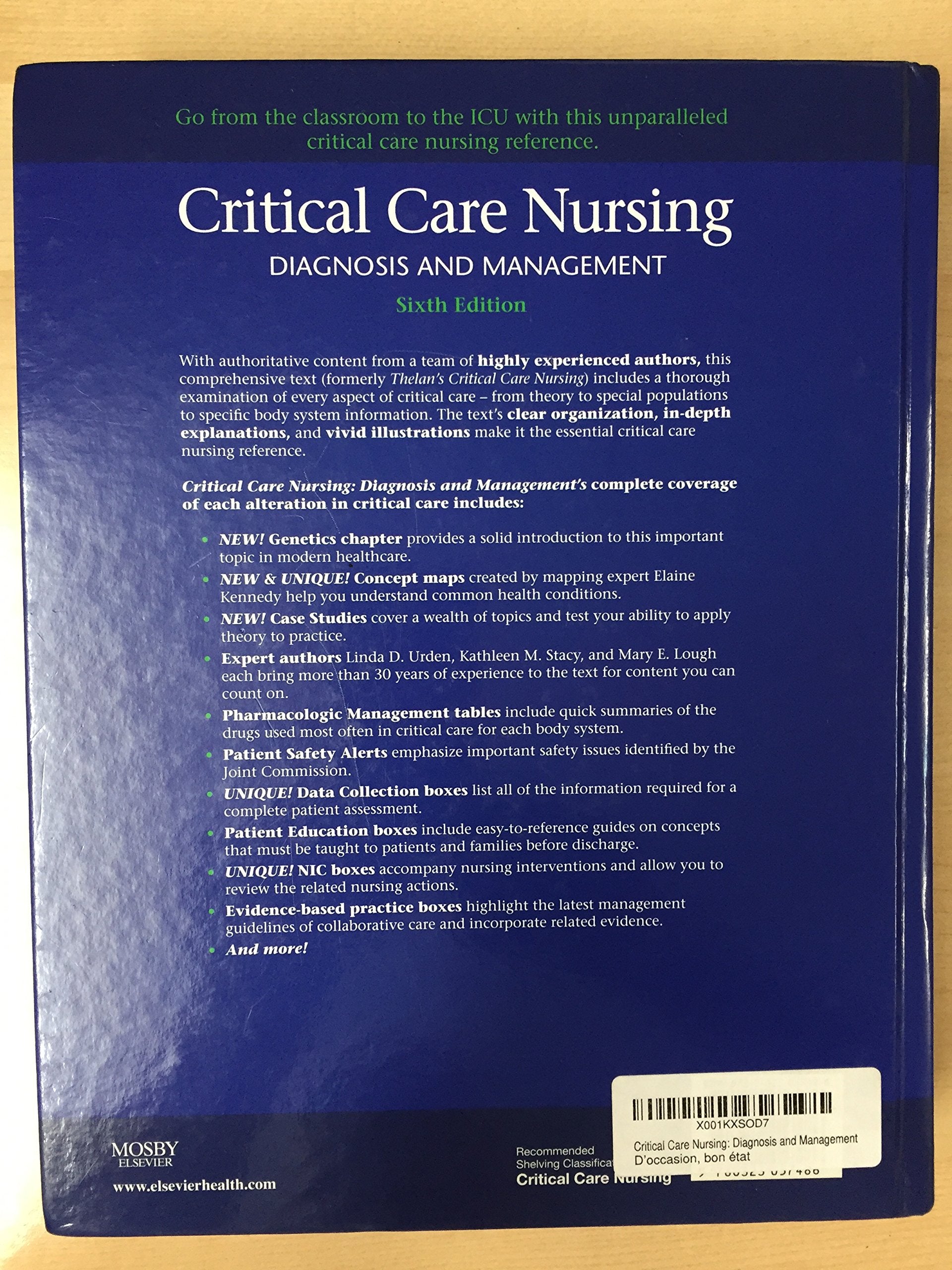 Critical Care Nursing: Diagnosis and Management (Thelans Critical Care Nursing Diagnosis) used book depot