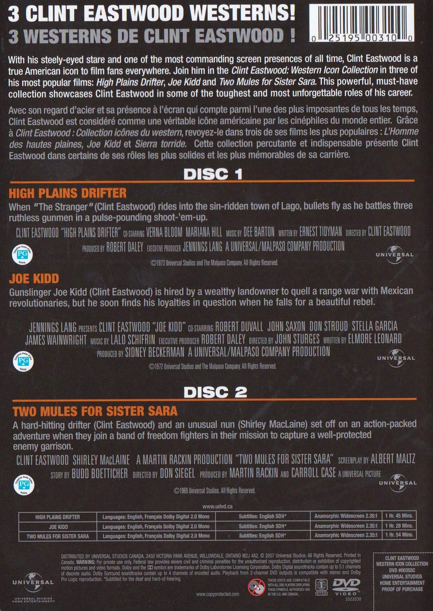 Clint Eastwood Western Icon Collection (High Plains Drifter / Joe Kidd / Two Mules For Sister Sara)