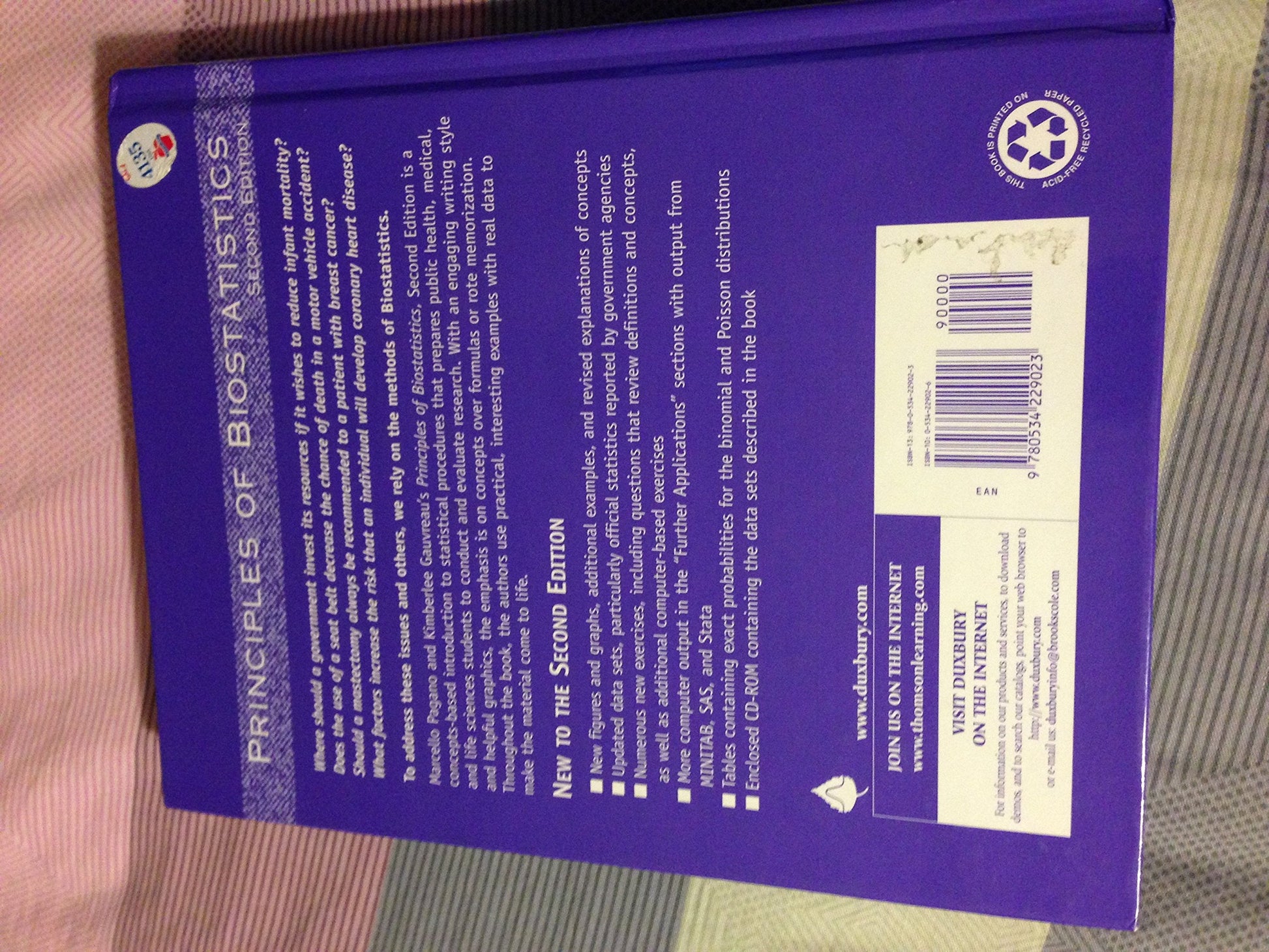 Principles of Biostatistics (with CD-ROM) used book depot