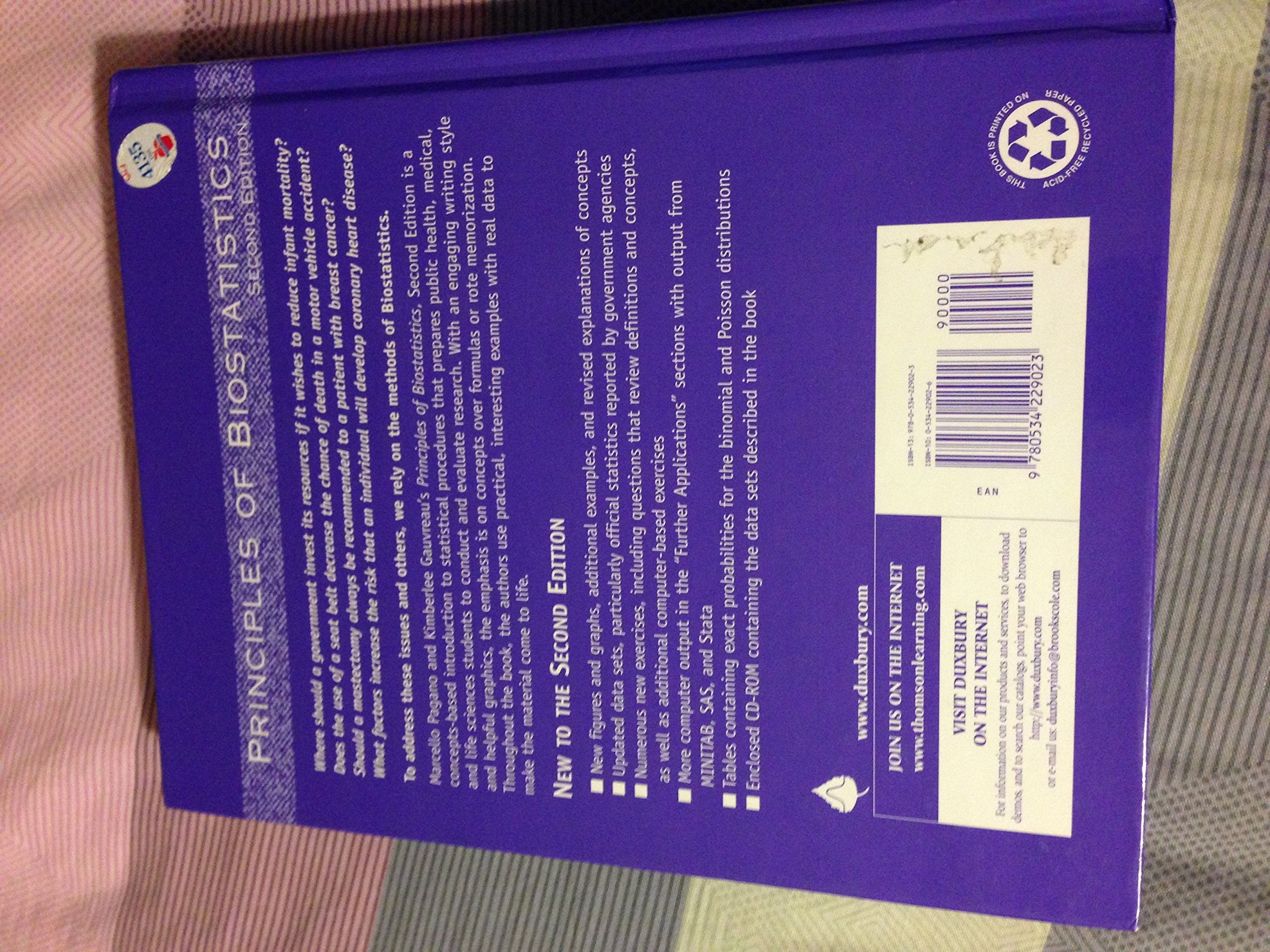 Principles of Biostatistics (with CD-ROM) used book depot