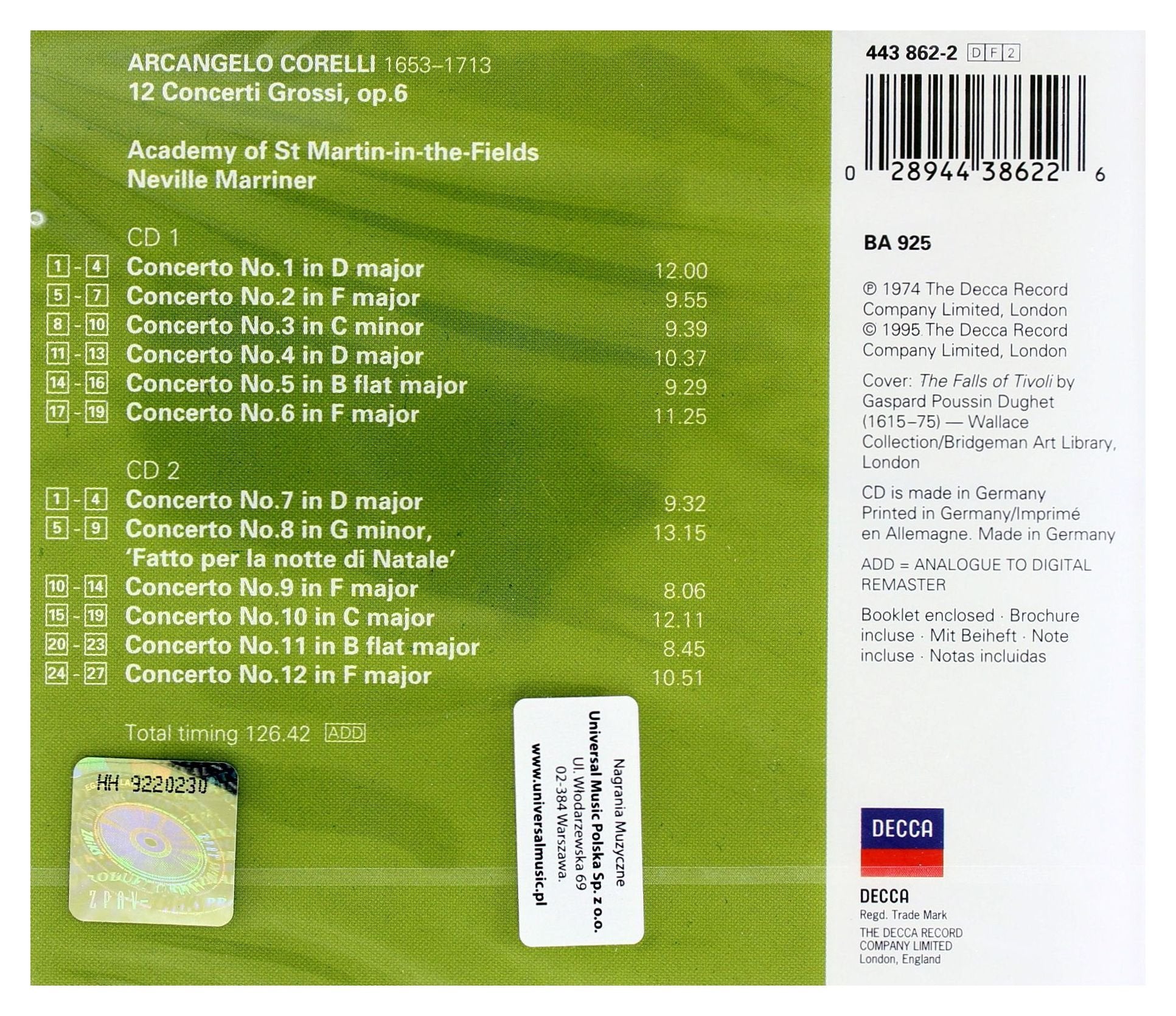 12 Concerti Grossi, Op. 6 (2 CD) used book depot