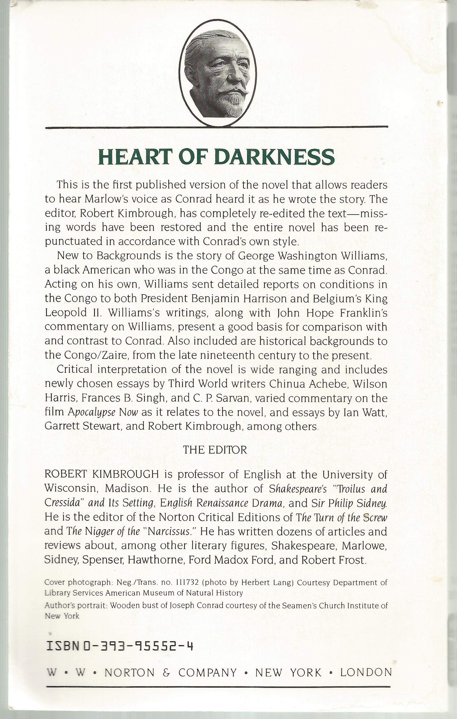 Heart of Darkness: An Authoritative Text, Backgrounds and Sources, Criticism (Norton Critical Editions) used book depot