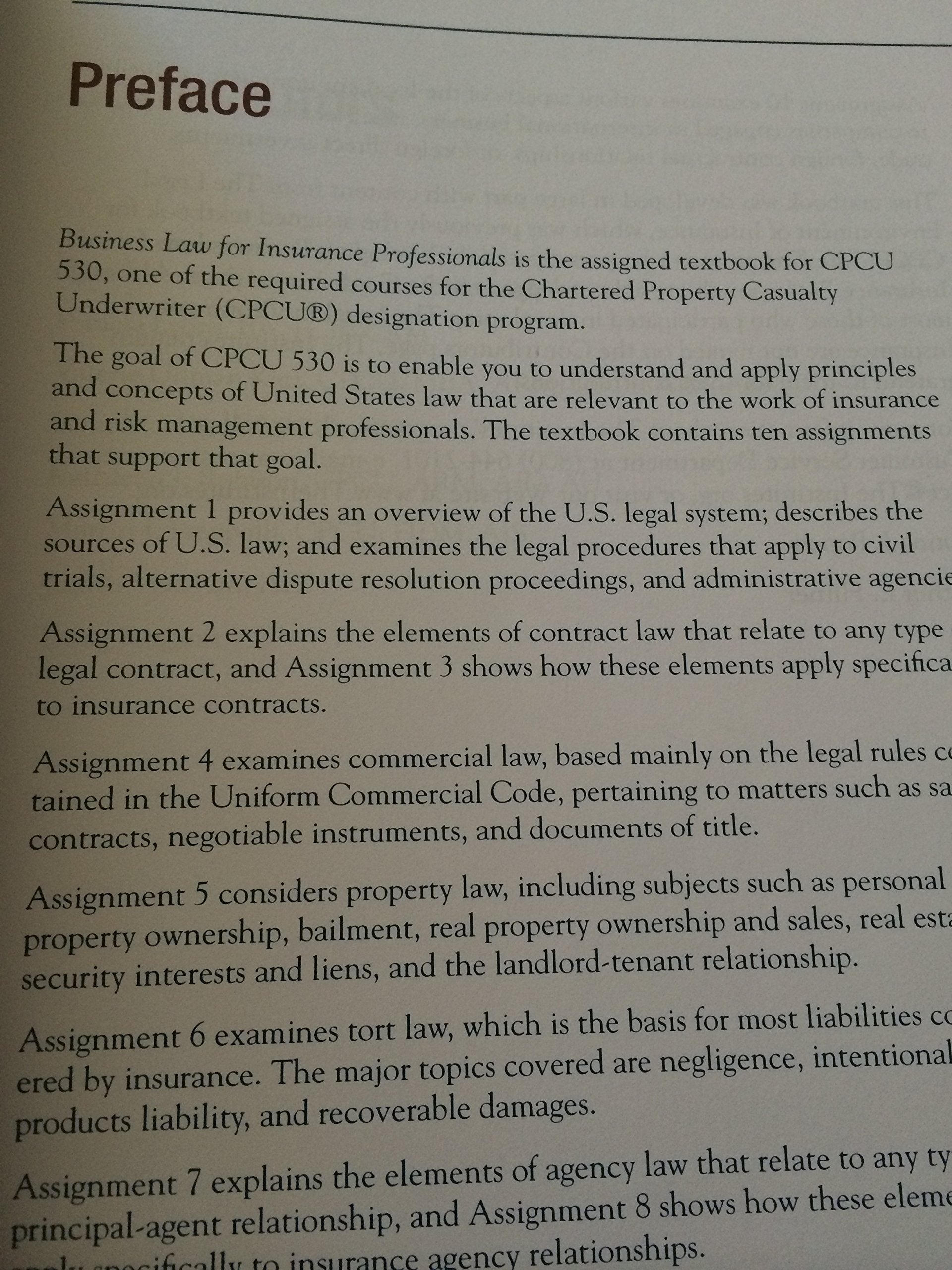 Business Law for Insurance Professionals used book depot