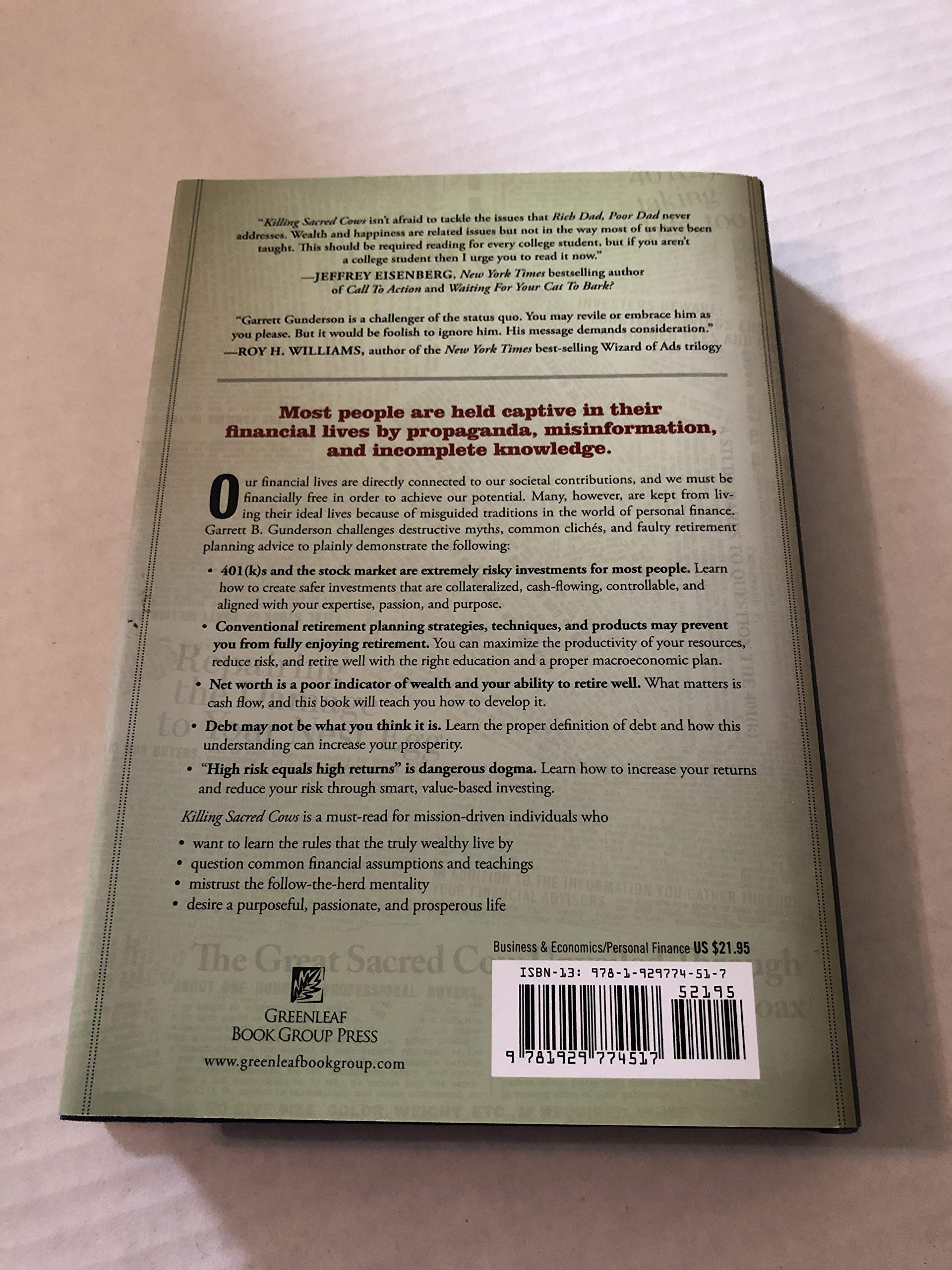 Killing Sacred Cows: Overcoming the Financial Myths That Are Destroying Your Prosperity used book depot