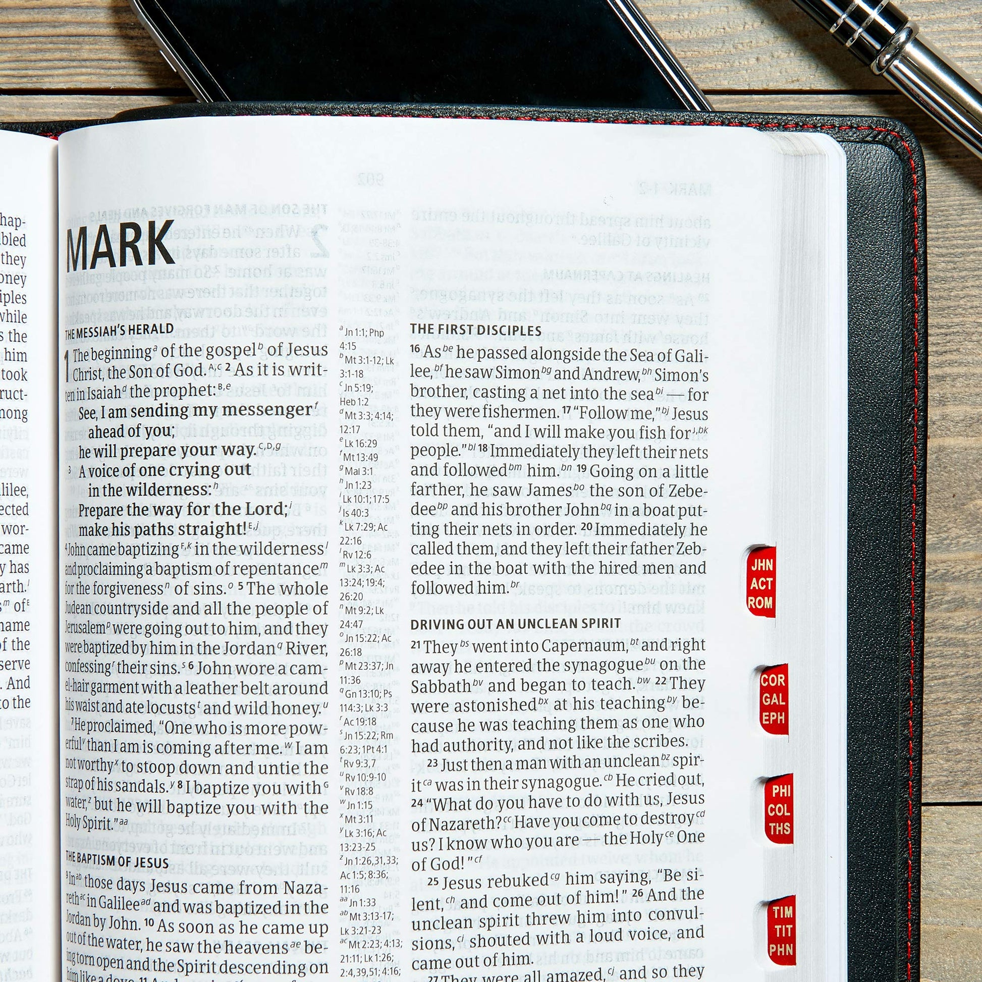 CSB Large Print Ultrathin Reference Bible, Black Premium Leather, Black Letter Edition, Indexed used book depot