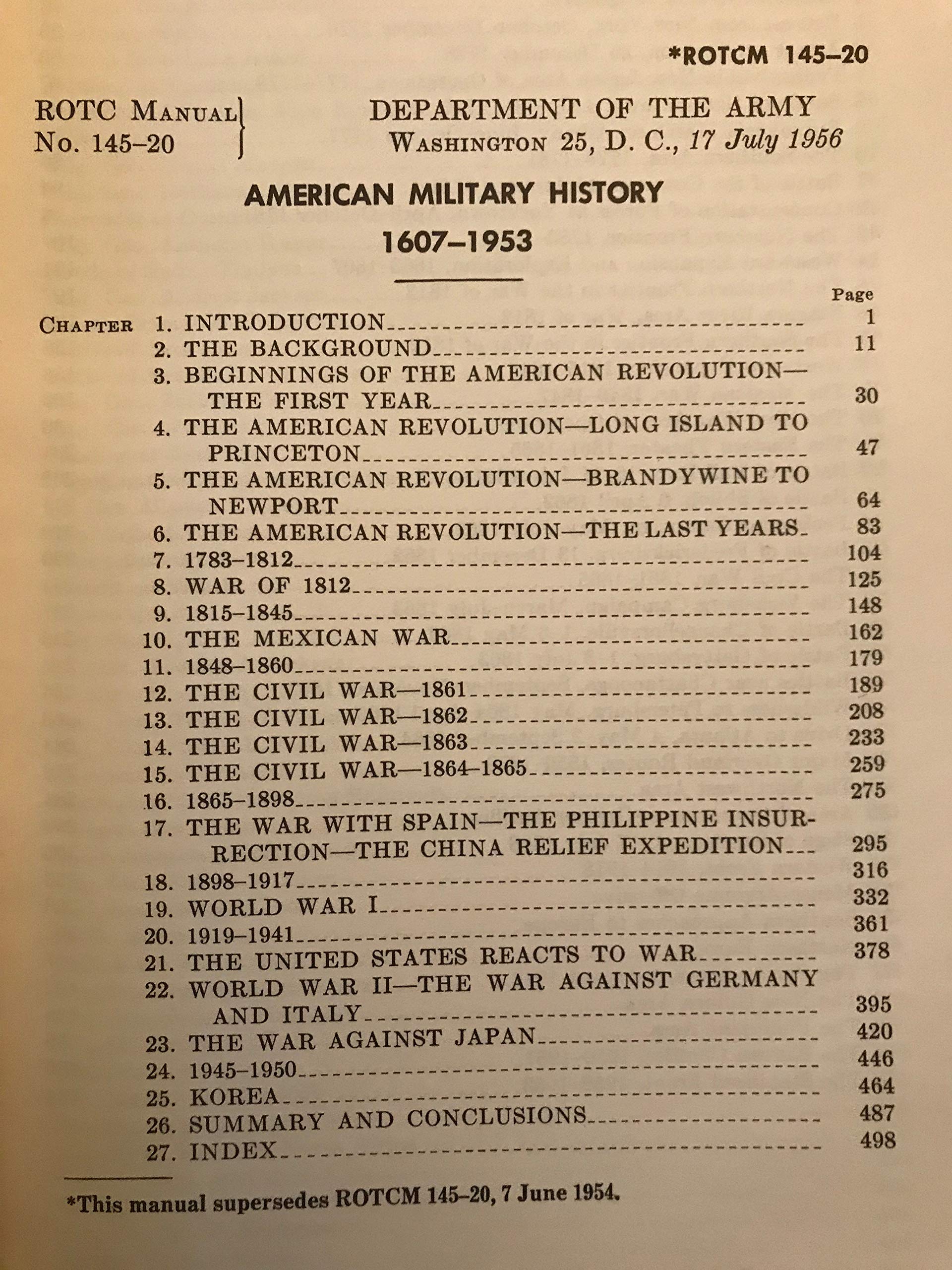 Department of the Army ROTC Manual ROTCM 145-20: American Military History, 1607 used book depot
