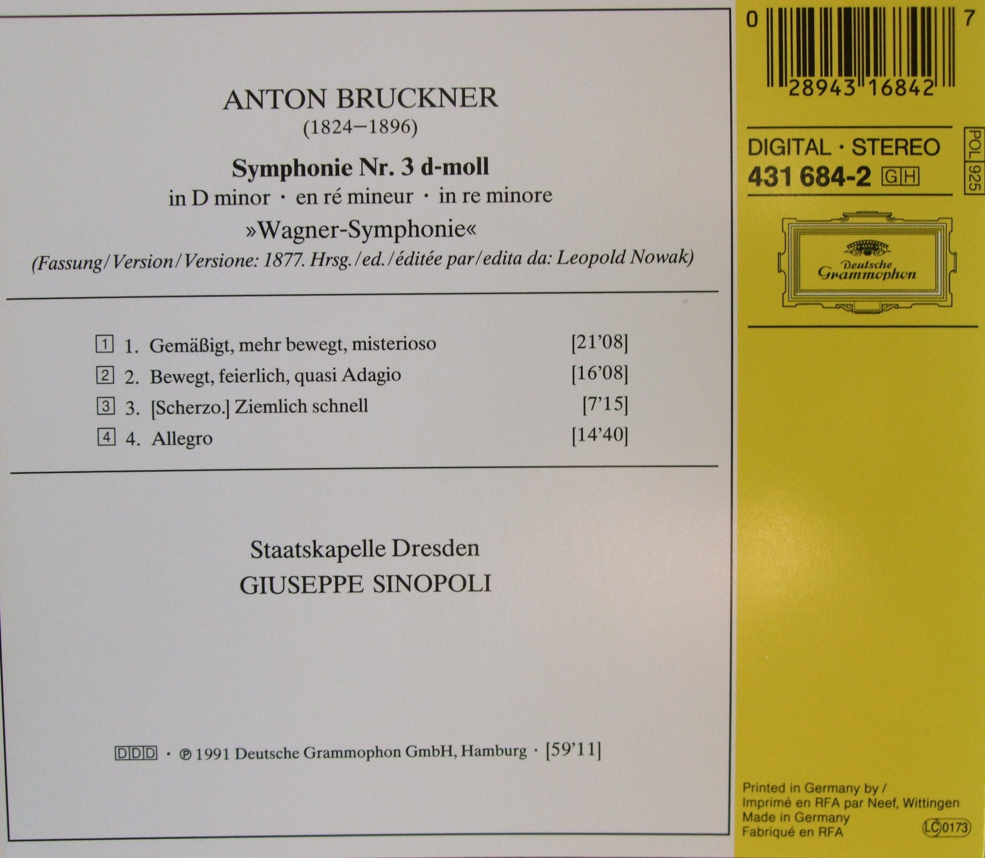 Bruckner: Symphony No. 3 used book depot