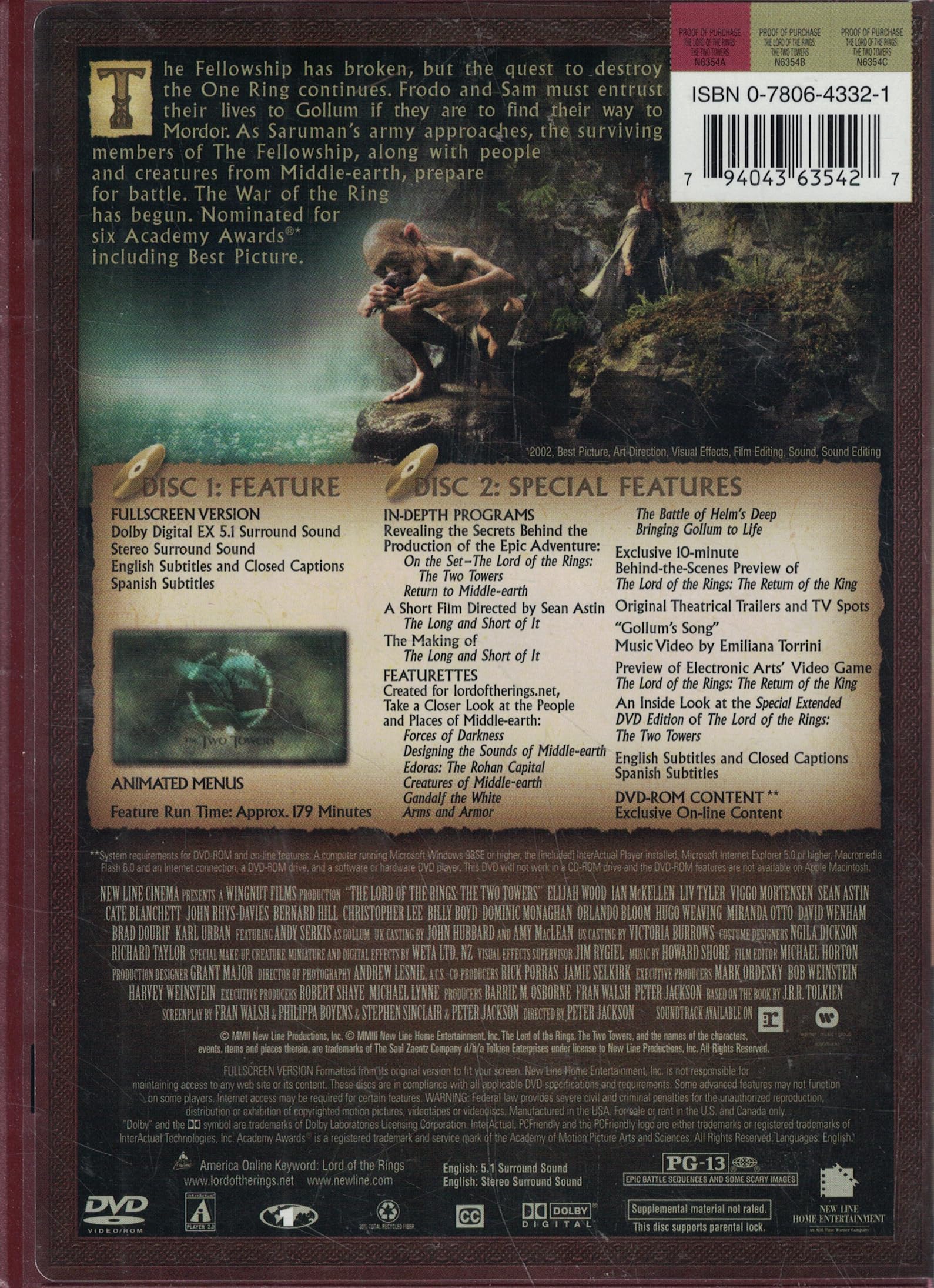 The Lord Of the Rings: The Two Towers (Full Screen Edition)